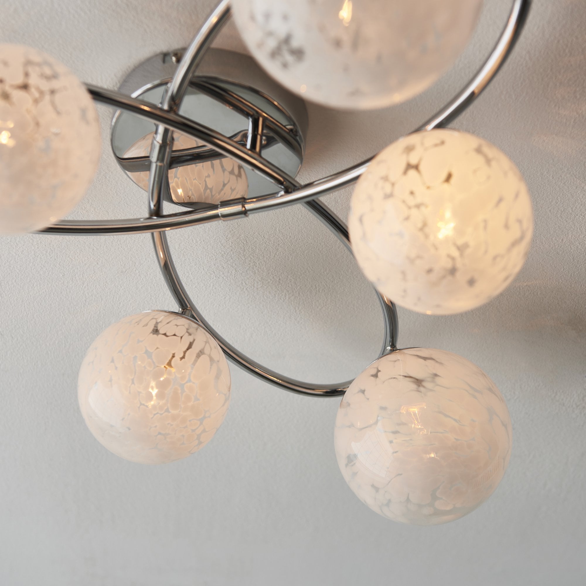 Endon Maye 6 Light Semi Flush - Chrome Plate & Confetti Glass