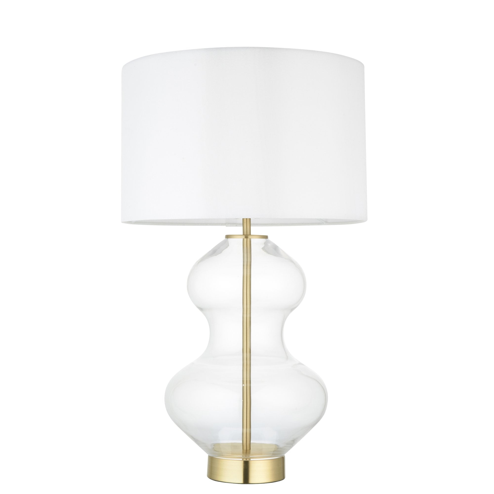 Endon Kelda Shaped Touch Table Lamp - Satin Brass & Vintage White Shade
