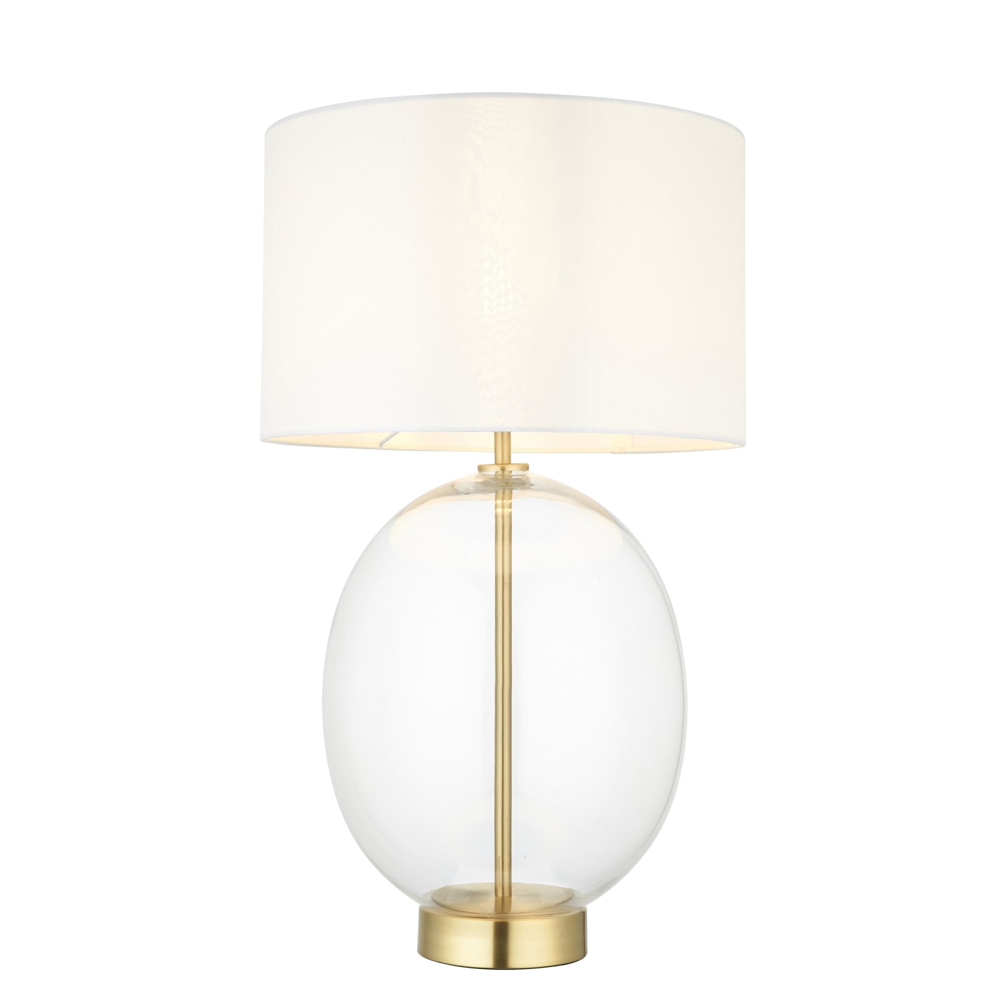 Endon Kelda Oval Touch Table Lamp - Satin Brass & Vintage White Shade