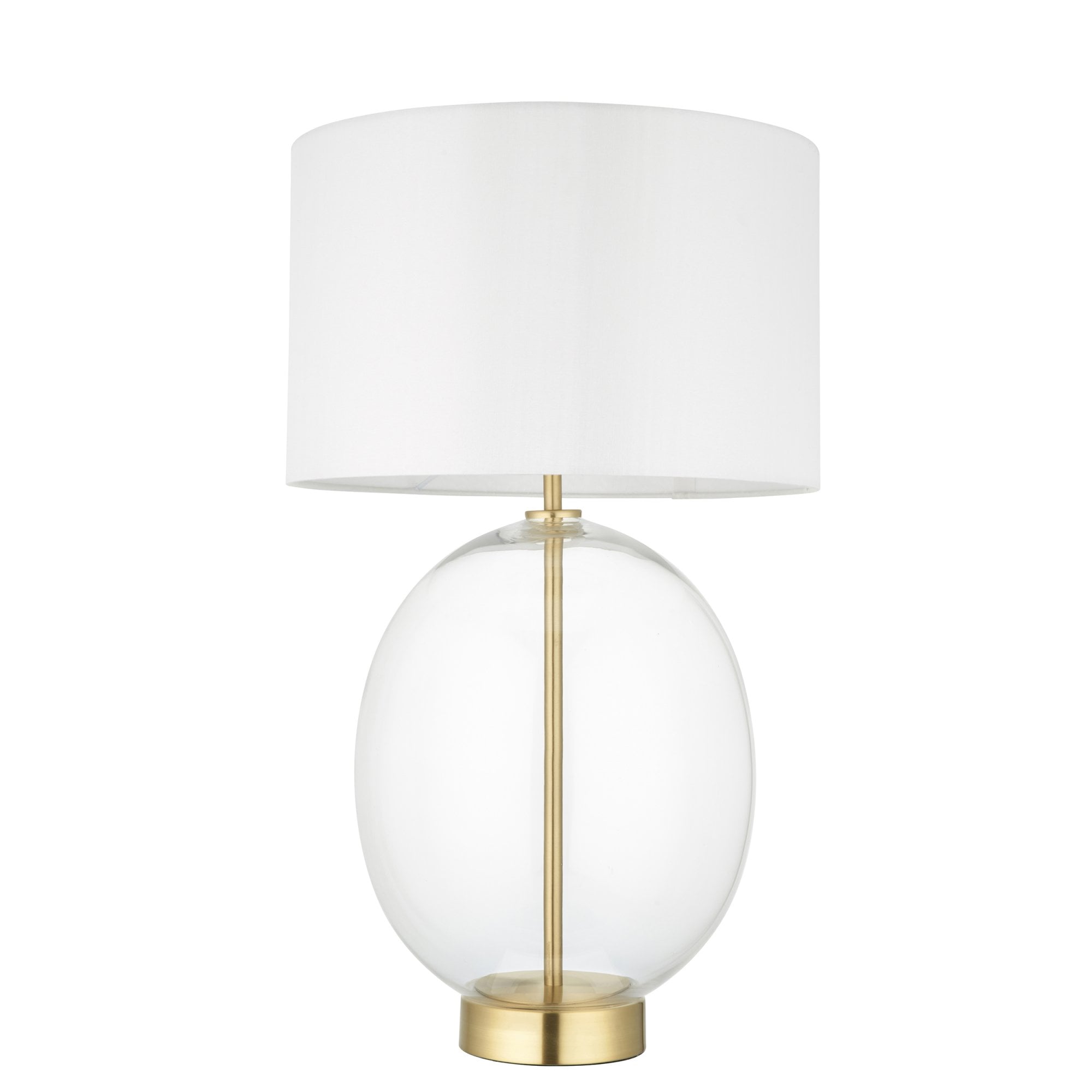 Endon Kelda Oval Touch Table Lamp - Satin Brass & Vintage White Shade