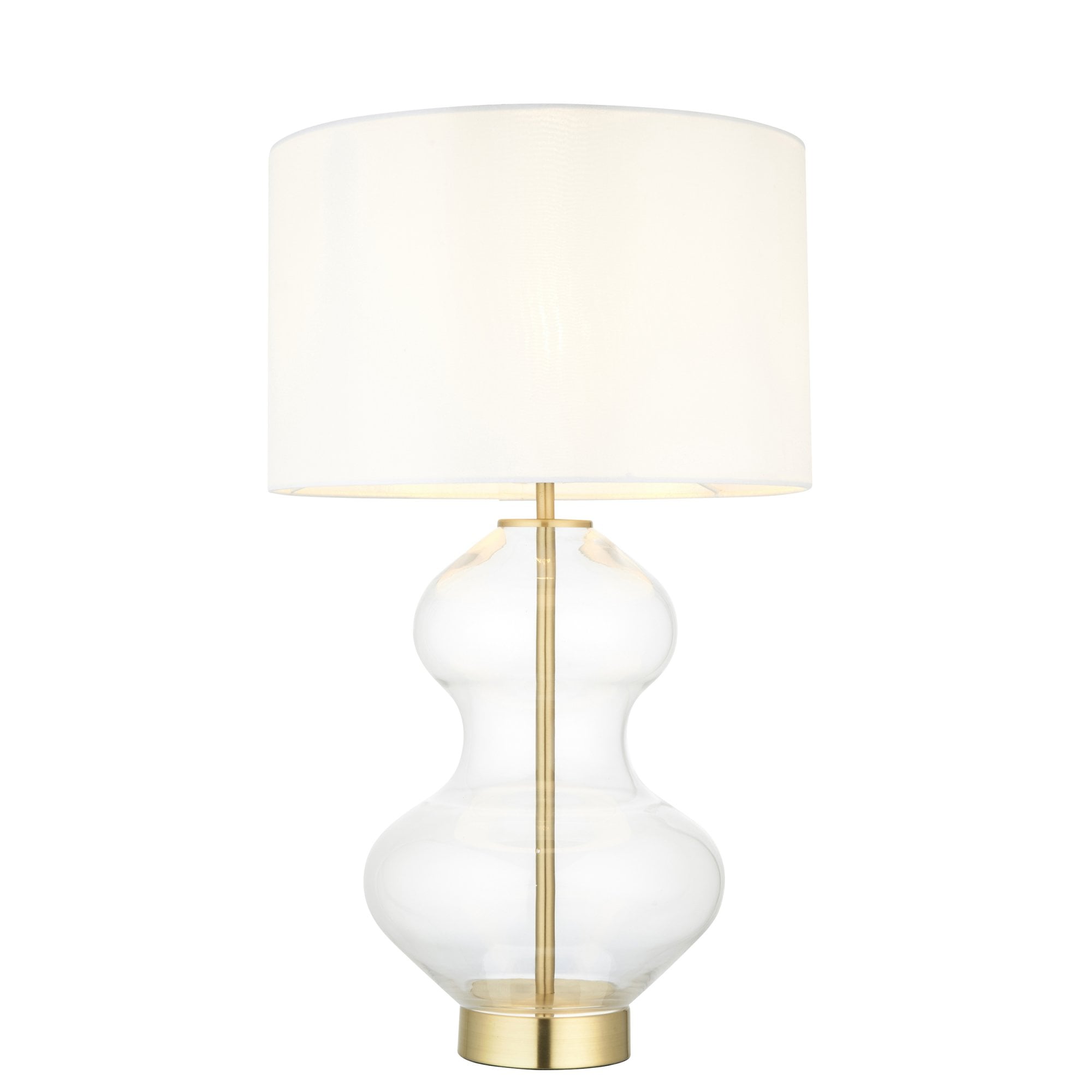 Endon Kelda Shaped Touch Table Lamp - Satin Brass & Vintage White Shade