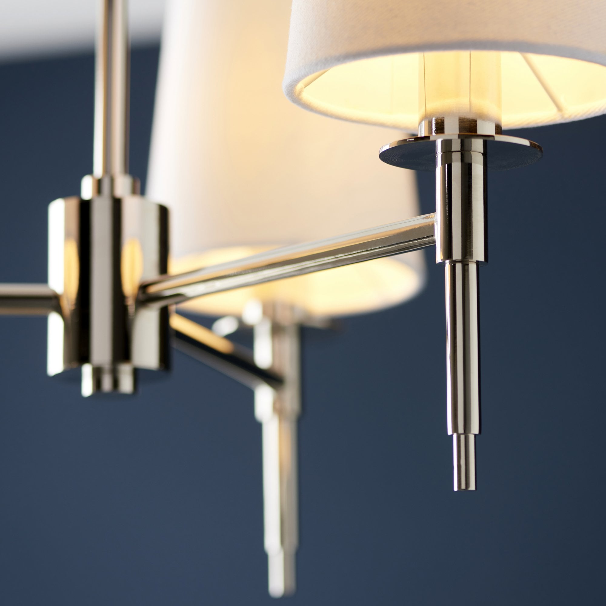 Utopia Eton 3 Light Multi Arm Pendant - Bright Nickel & Tapered Shades