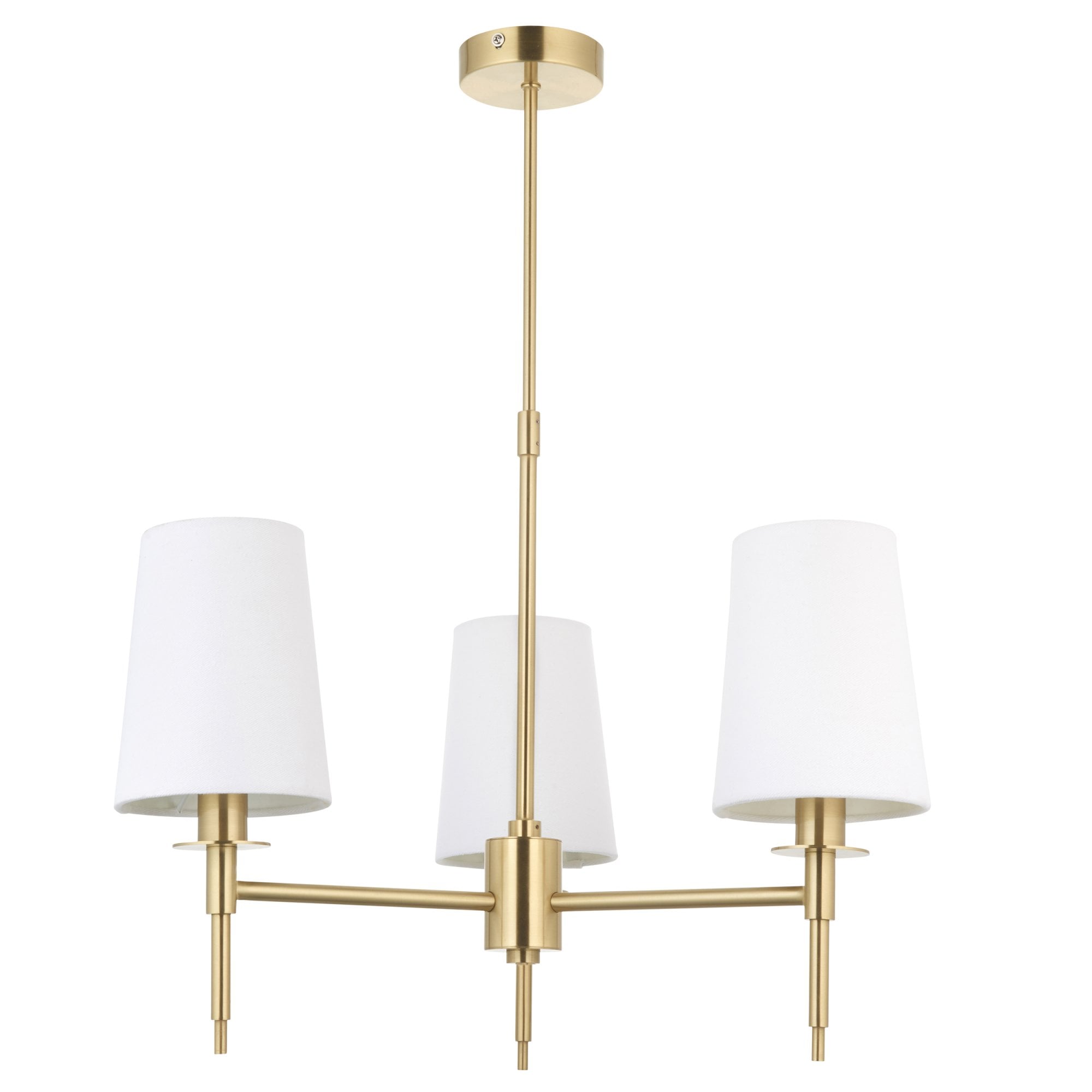 Utopia Eton 3 Light Multi Arm Pendant - Satin Brass & Tapered Shades