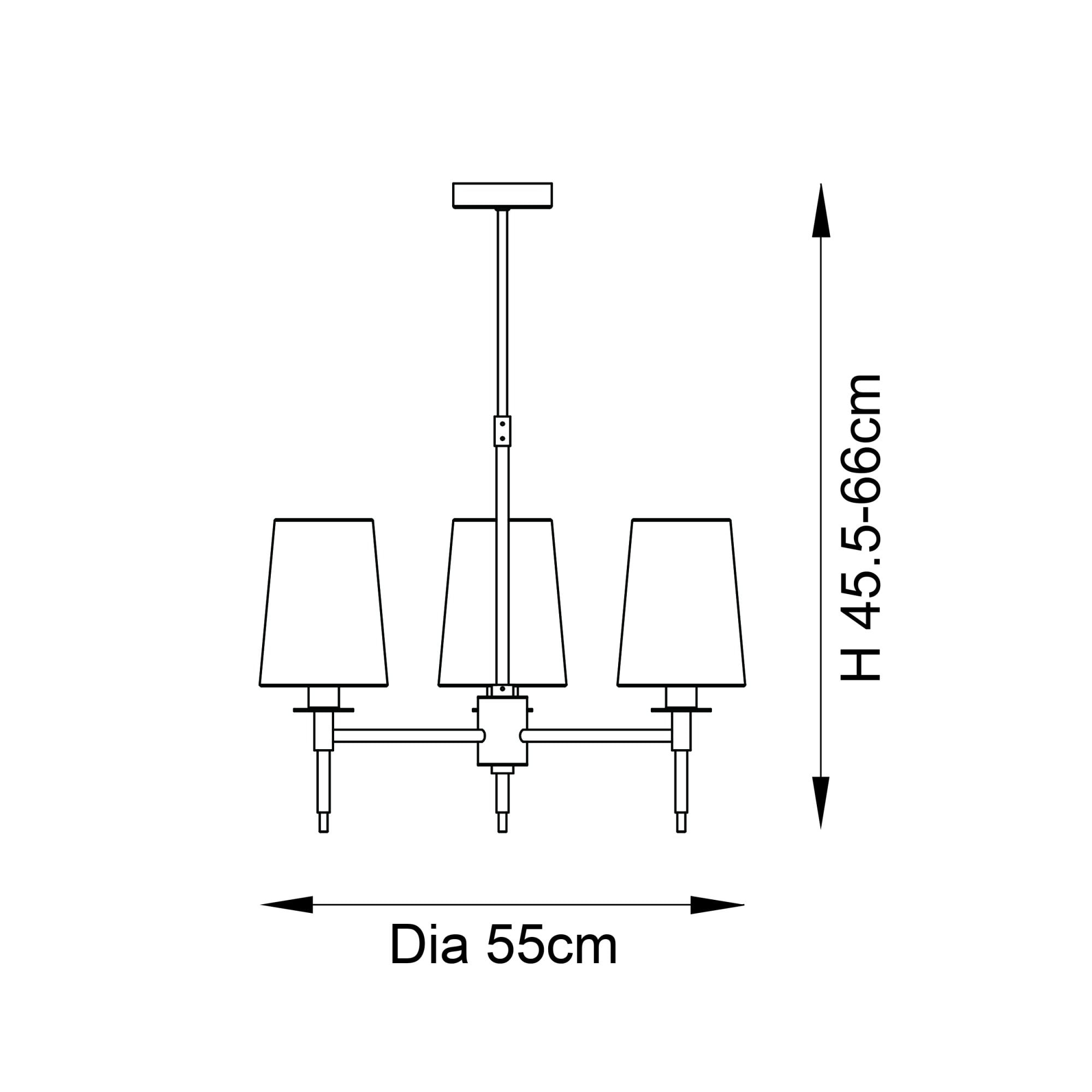 Utopia Eton 3 Light Multi Arm Pendant - Satin Brass & Tapered Shades