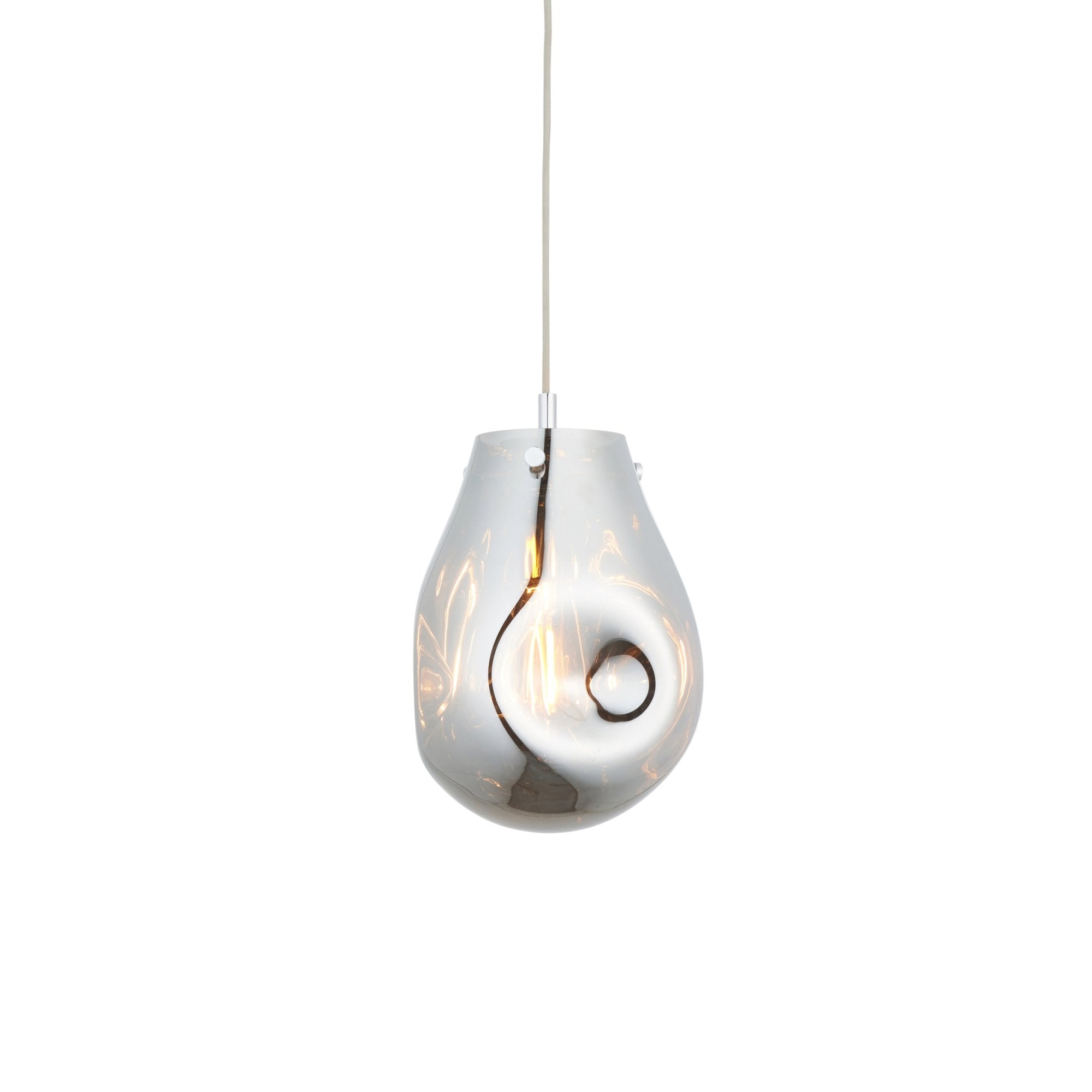 Endon Dent Medium Glass Ceiling Pendant - Metallic Chrome
