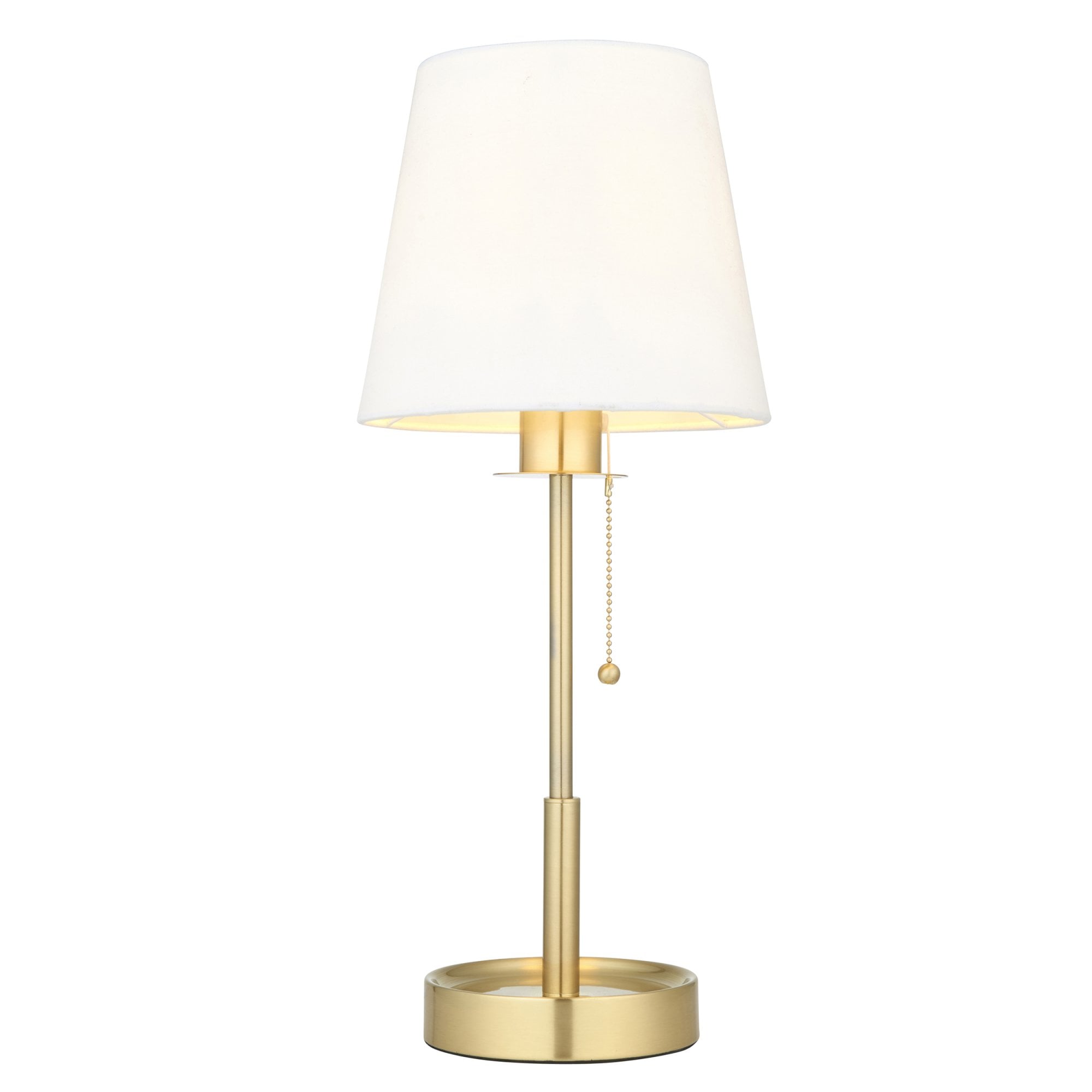 Utopia Eton Vanity Table Lamp - Satin Brass & Vintage White Tapered Shade