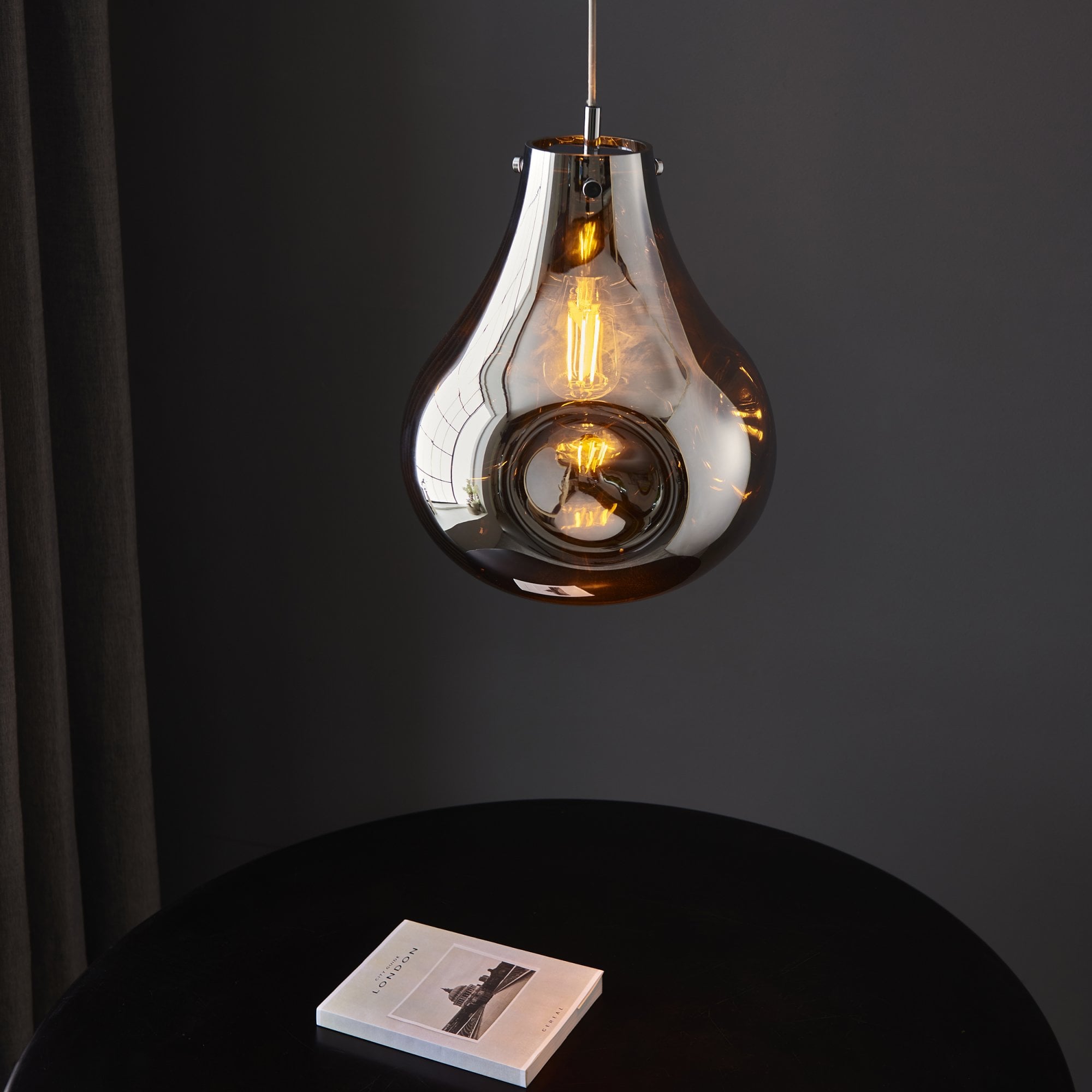 Endon Dent Large Glass Ceiling Pendant - Metallic Chrome