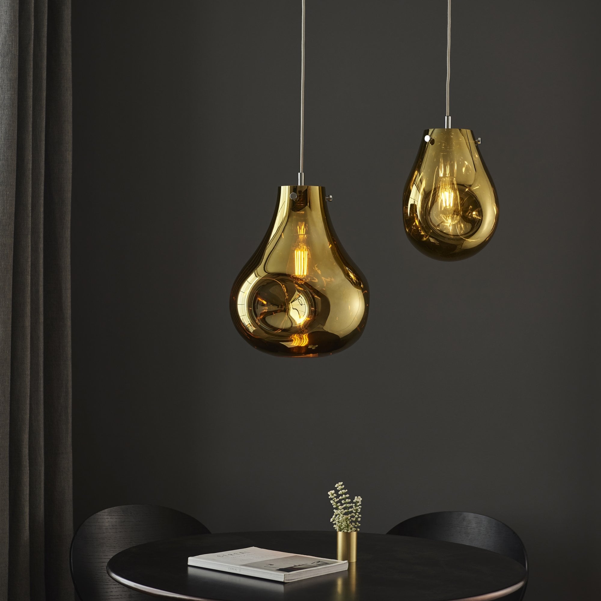 Endon Dent Large Glass Ceiling Pendant - Metallic Gold