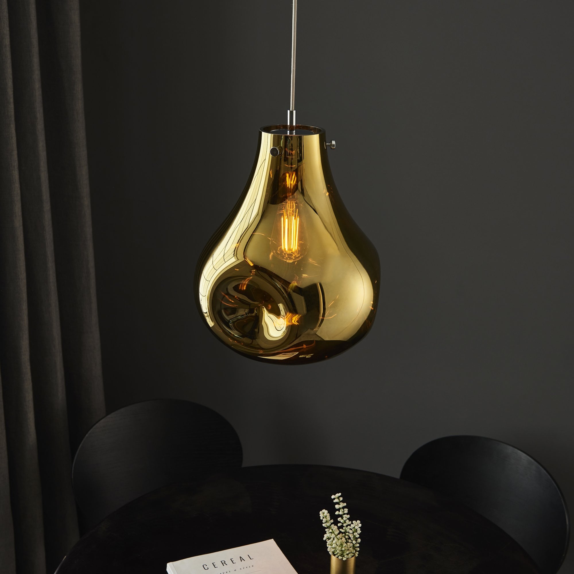 Endon Dent Large Glass Ceiling Pendant - Metallic Gold