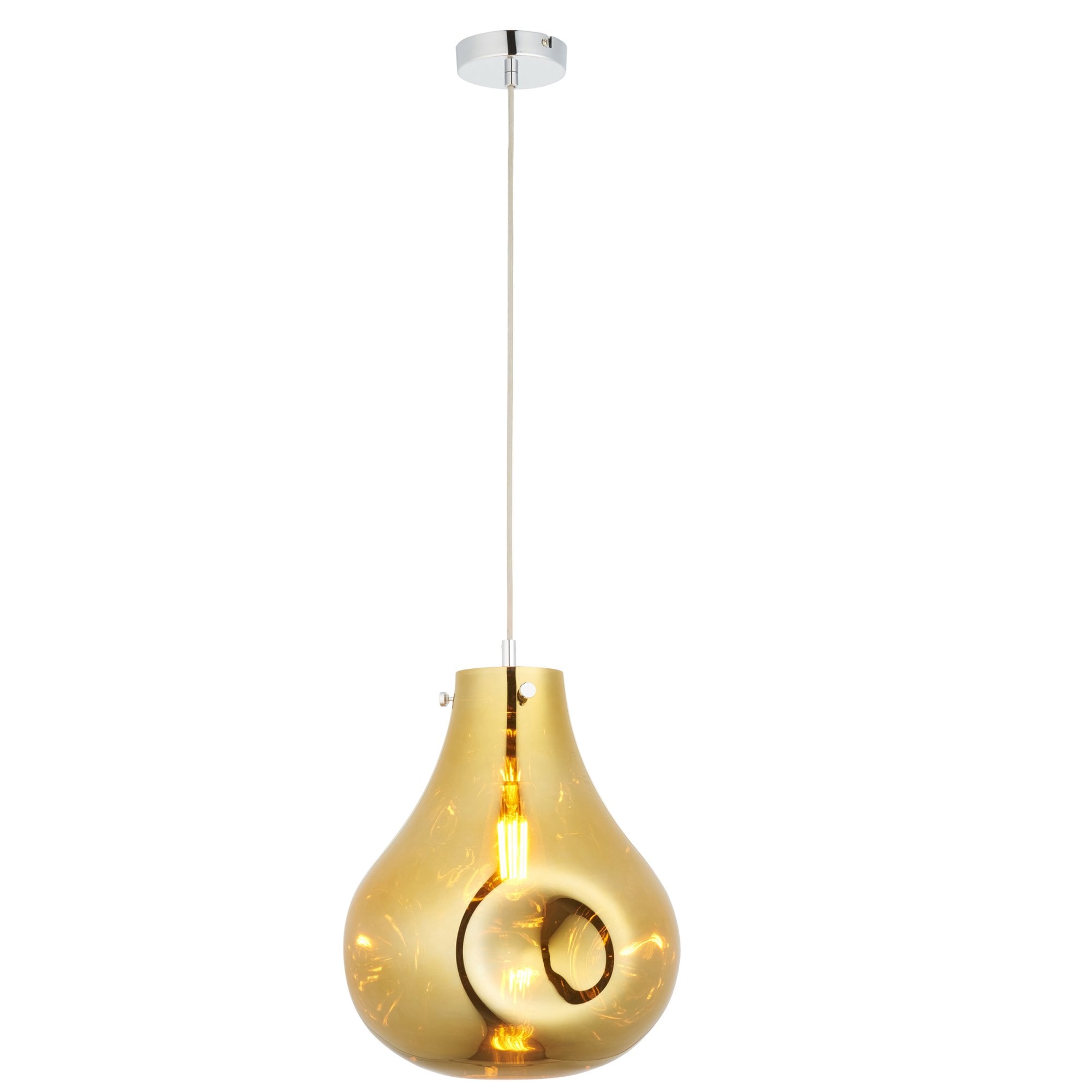 Endon Dent Large Glass Ceiling Pendant - Metallic Gold