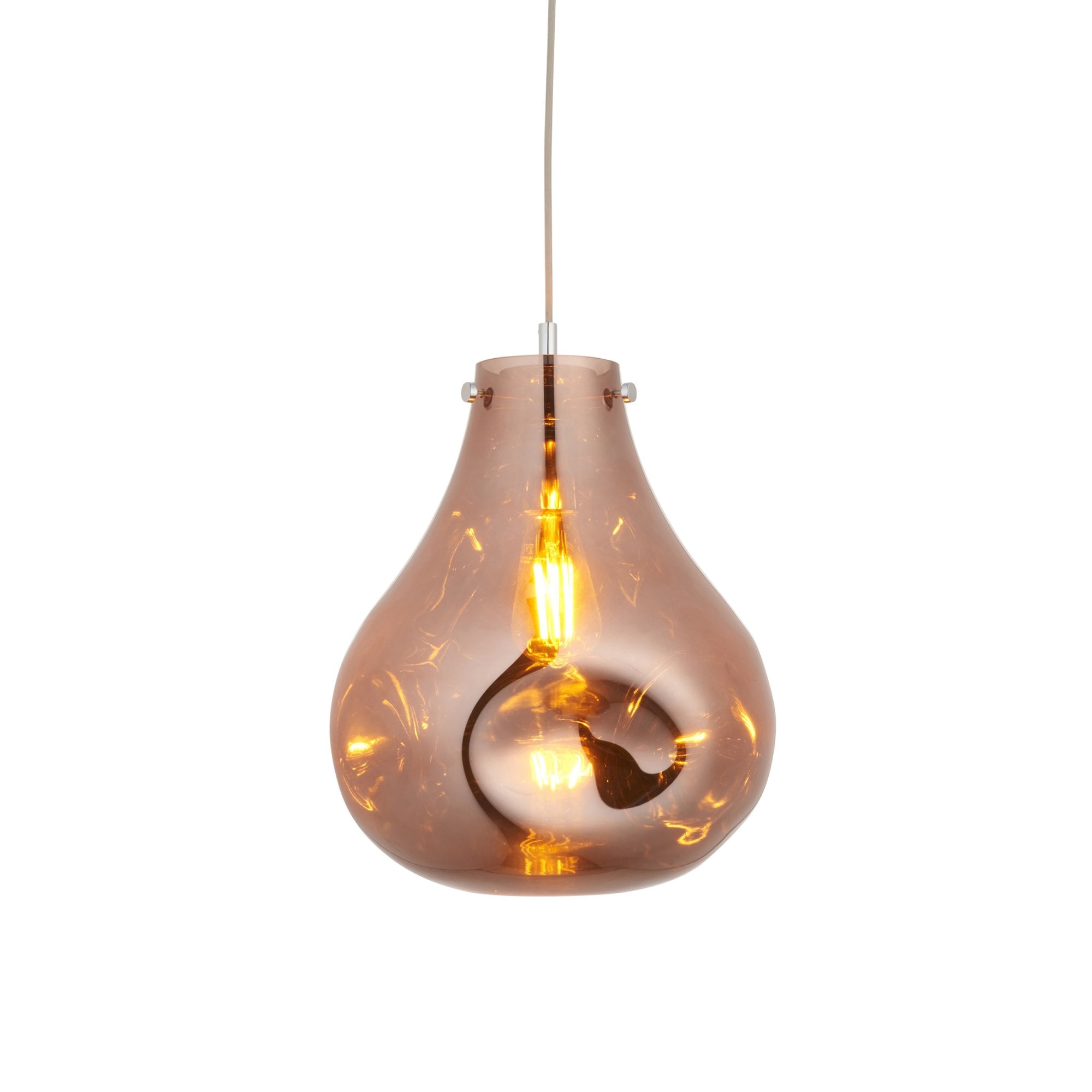 Endon Dent Large Glass Ceiling Pendant - Metallic Copper