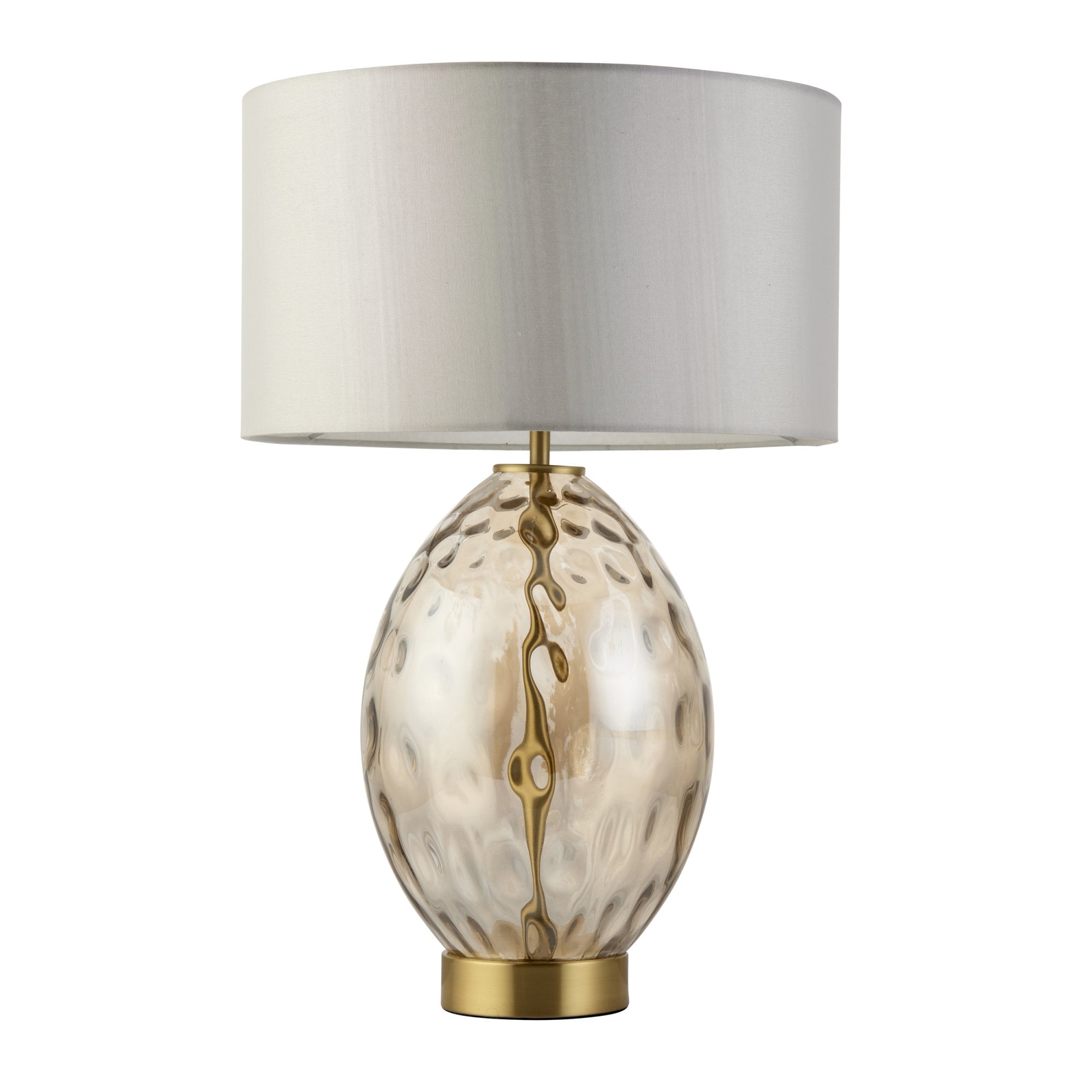 Endon Elin Dimple Touch Table Lamp - Satin Brass & Champagne Lustre Glass