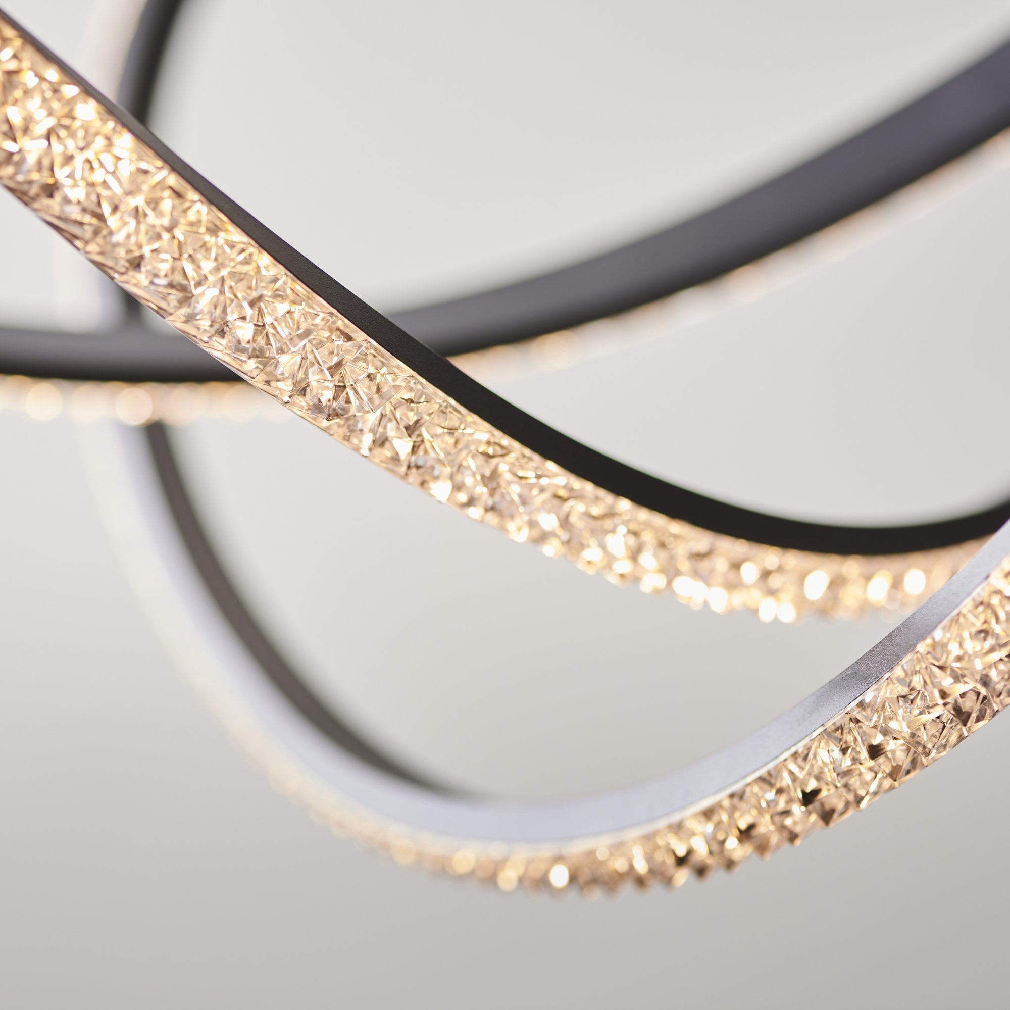 Endon Francisca Embellished Ceiling Pendant - Textured Black & Clear Faceted Detail