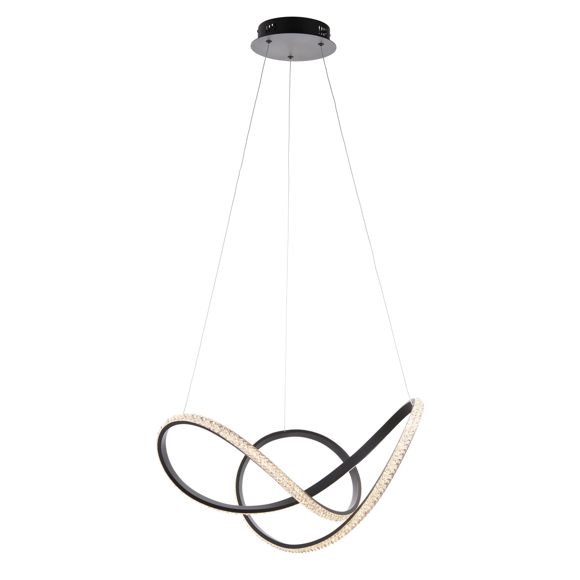 Endon Francisca Embellished Ceiling Pendant - Textured Black & Clear Faceted Detail