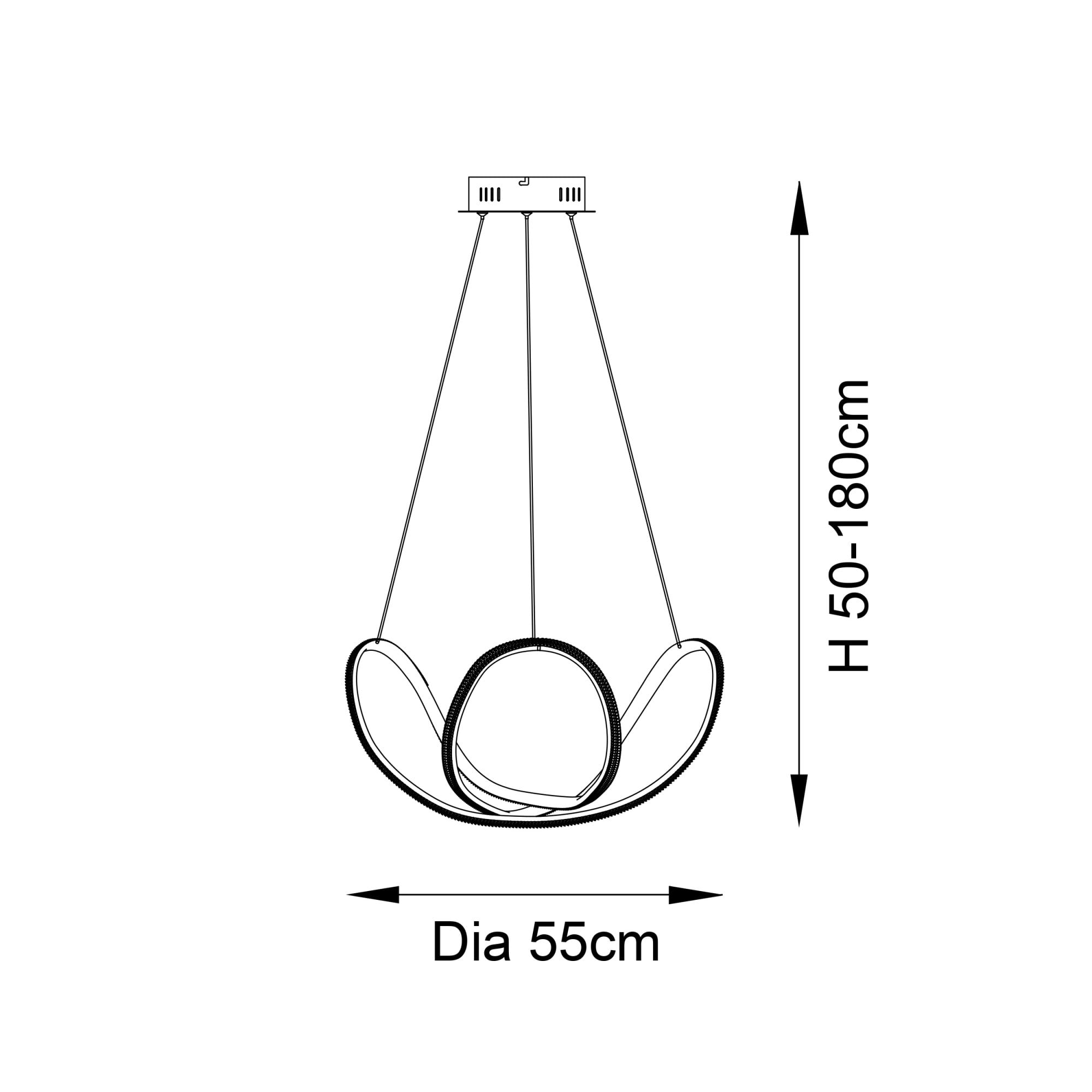 Endon Francisca Embellished Ceiling Pendant - Textured Black & Clear Faceted Detail