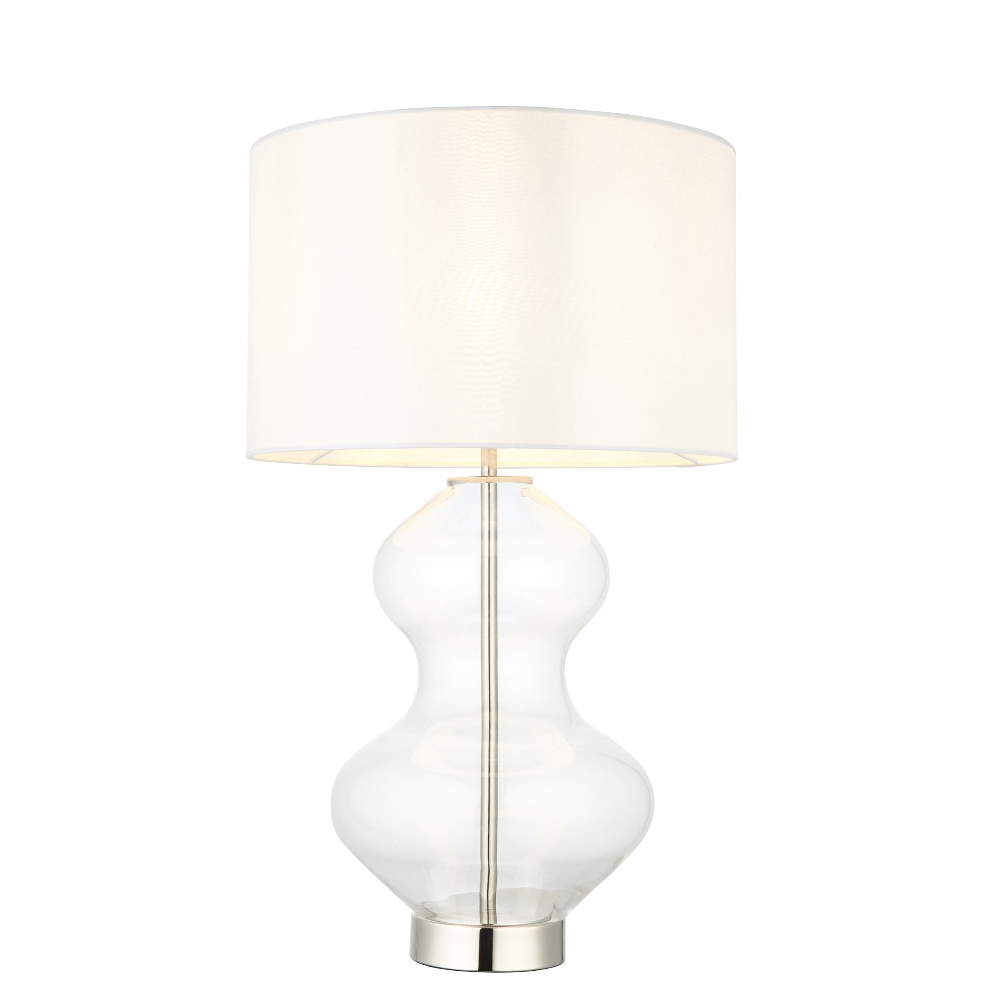 Endon Kelda Shaped Touch Table Lamp - Bright Nickel & Vintage White Shade