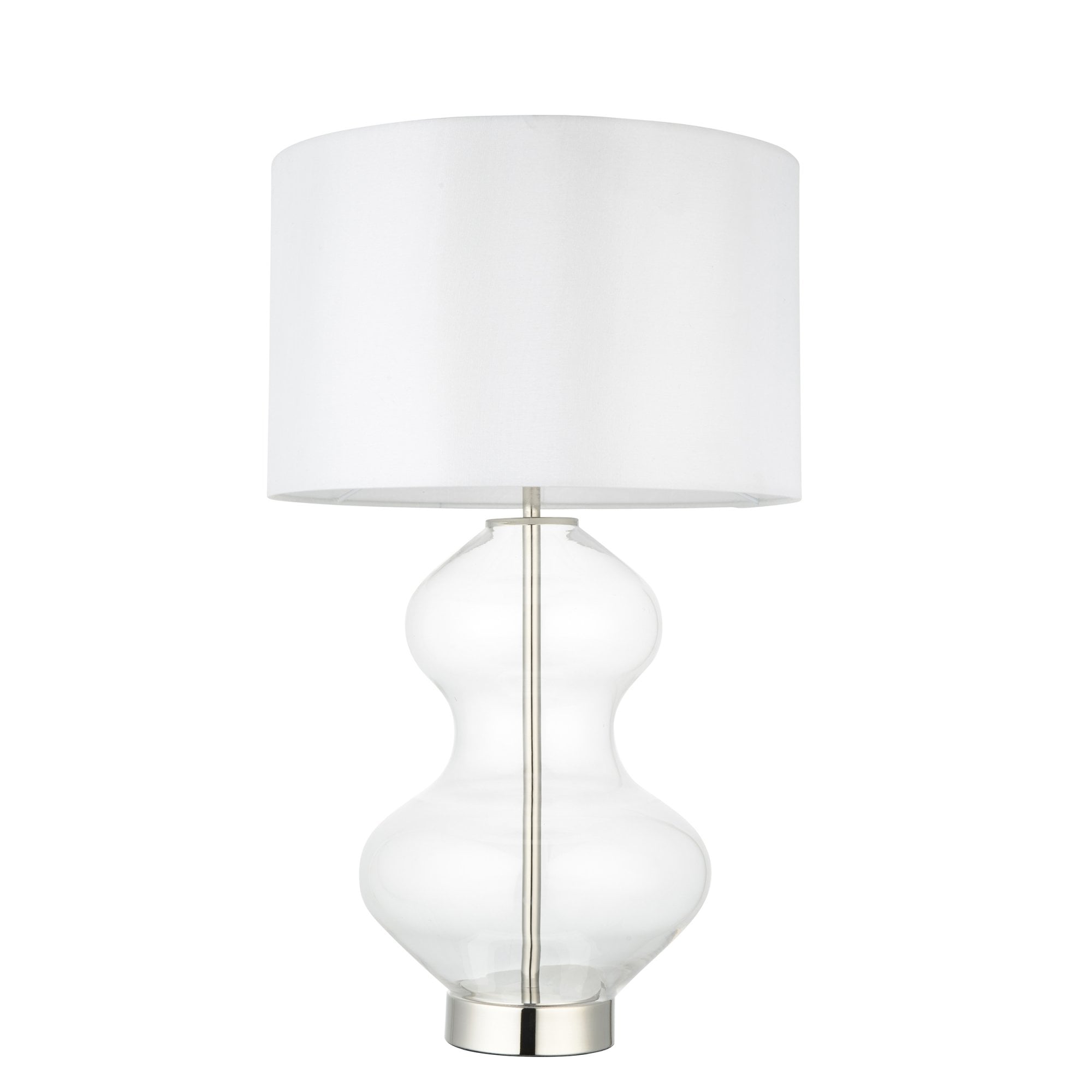 Endon Kelda Shaped Touch Table Lamp - Bright Nickel & Vintage White Shade