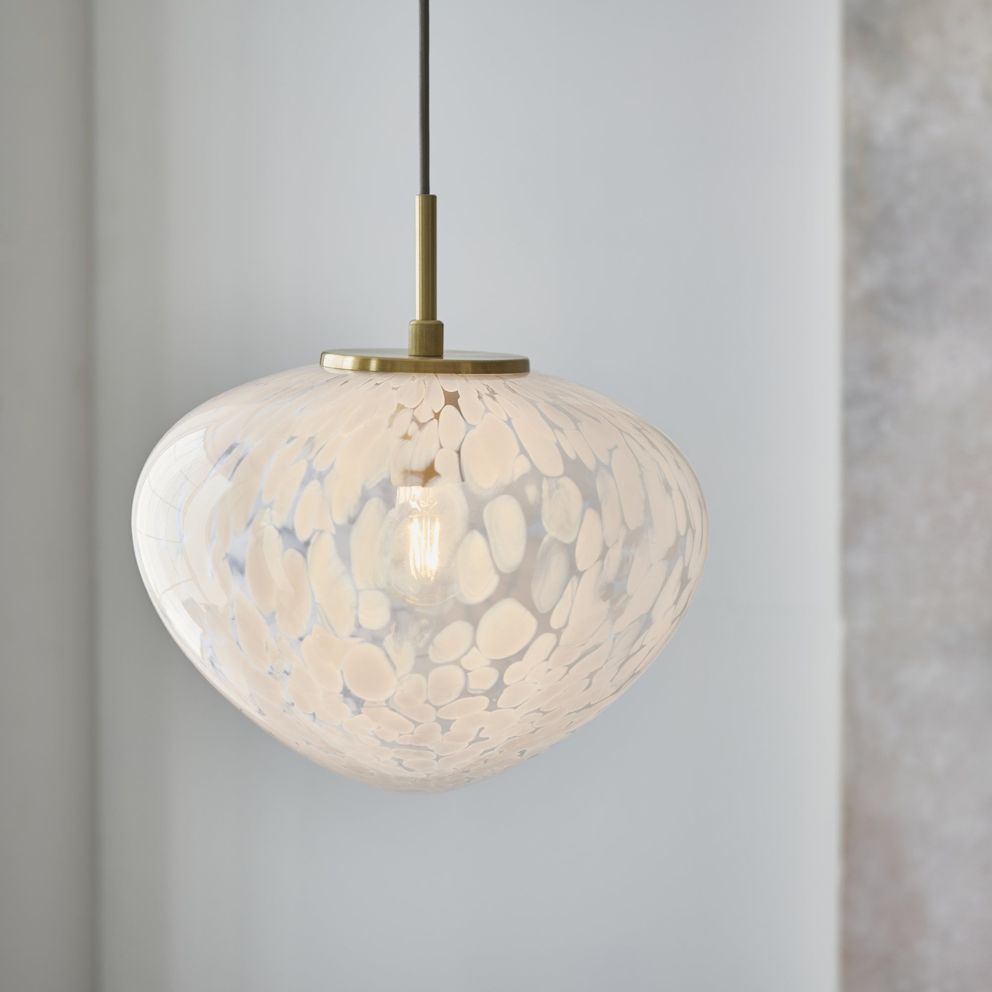 Endon Mali Single Light Pendant - Satin Brass & White Confetti