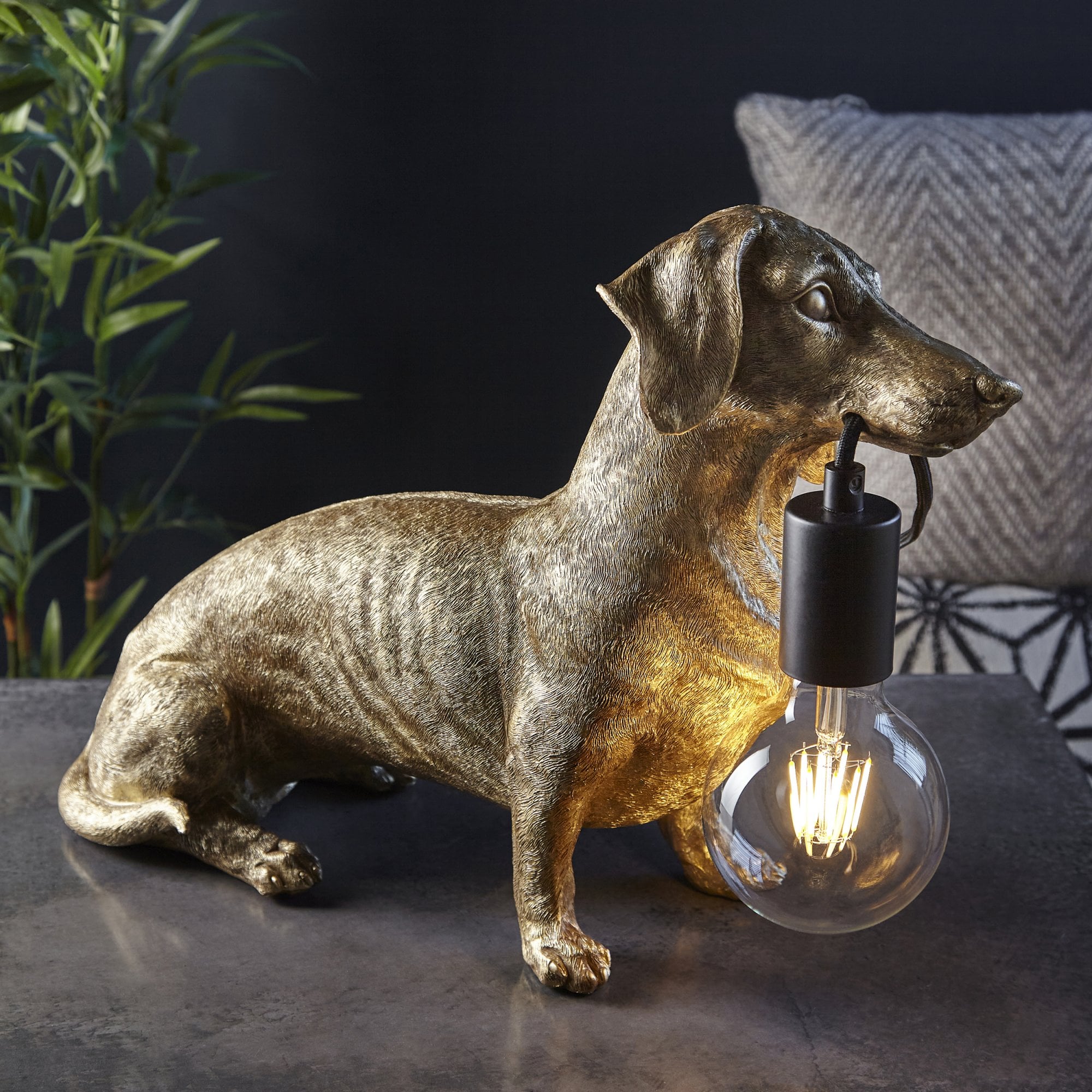 Endon Slinky The Dachshund Table Lamp - Vintage Gold