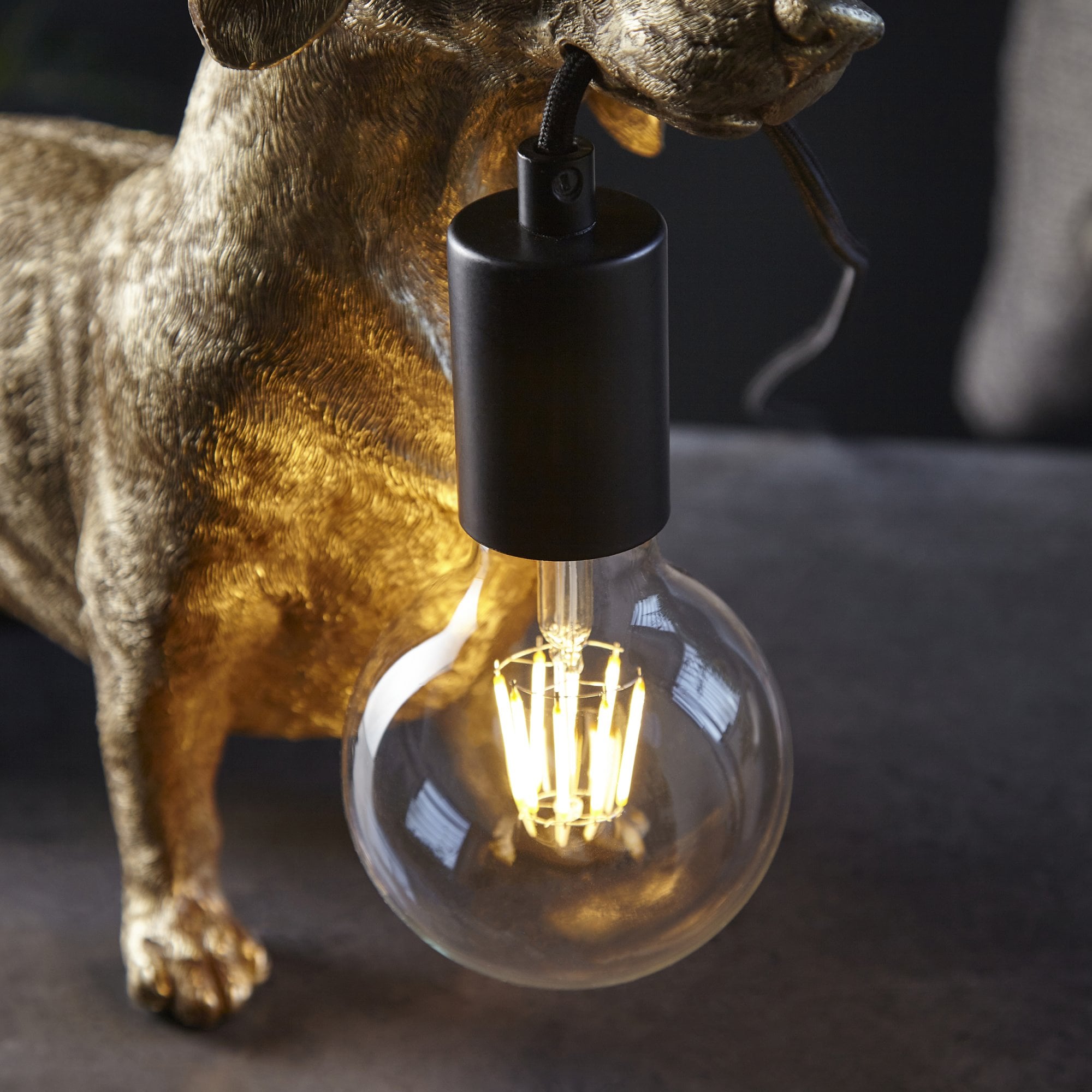 Endon Slinky The Dachshund Table Lamp - Vintage Gold