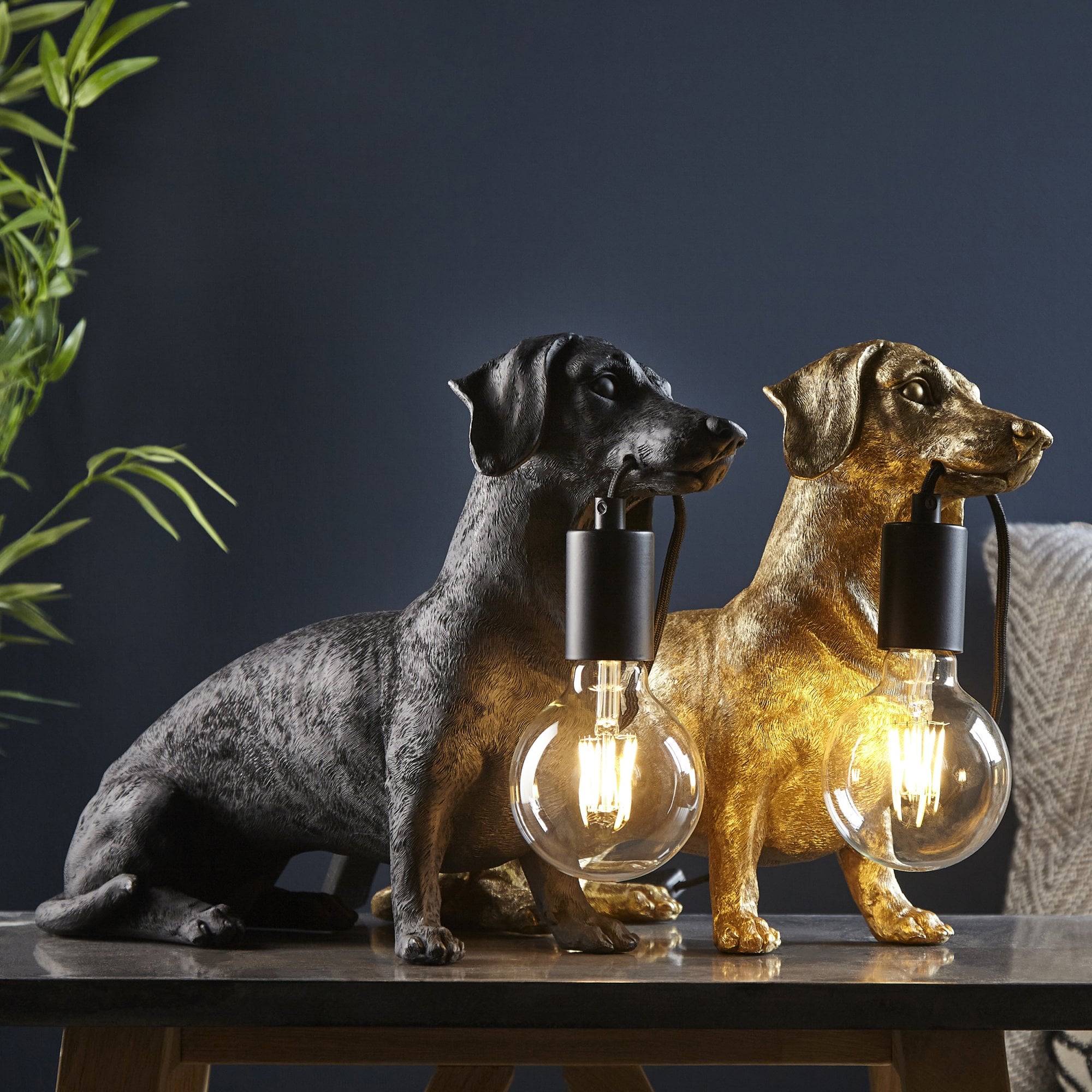 Endon Slinky The Dachshund Table Lamp - Vintage Gold
