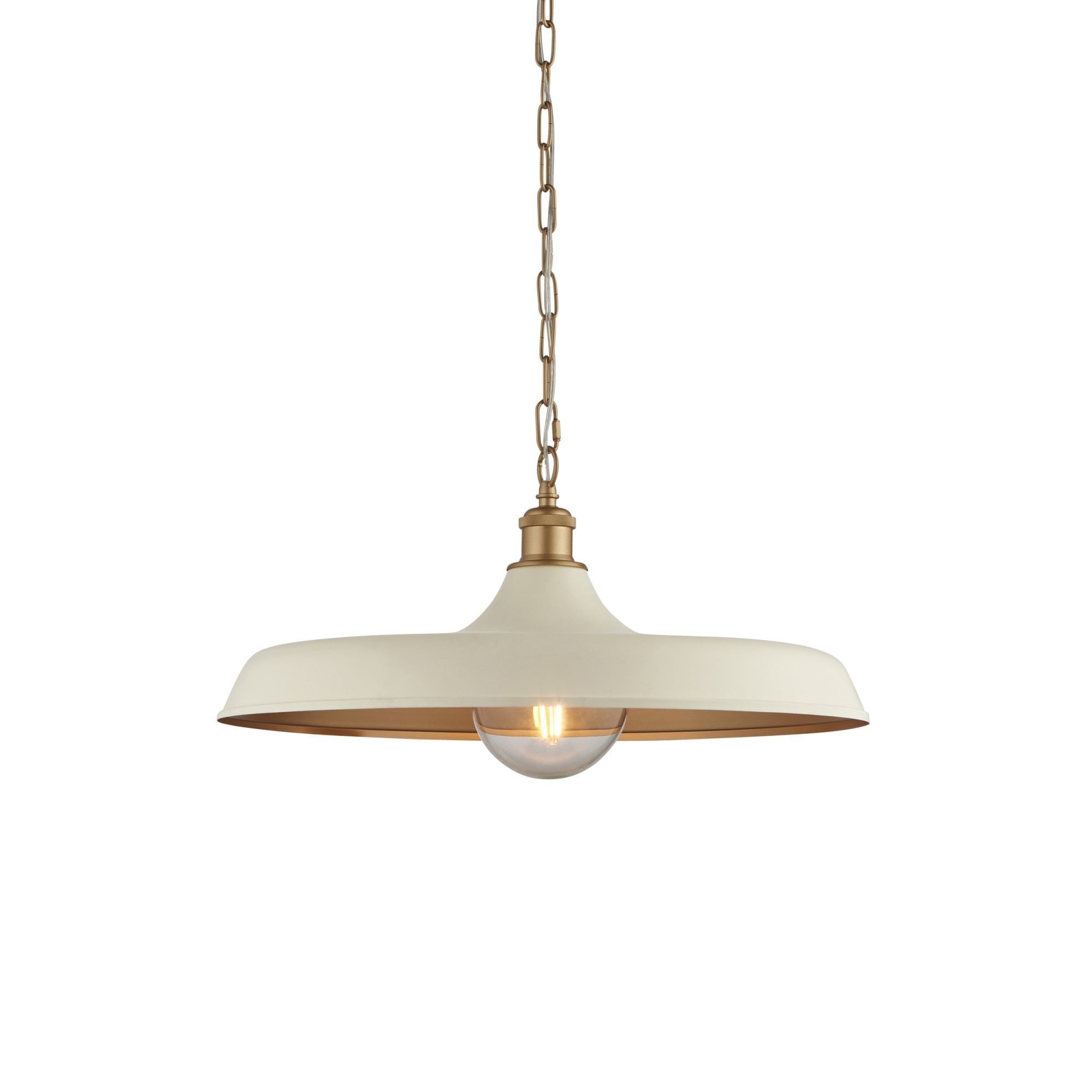 Utopia Vogue Mid Century Single Pendant Light - Matt Warm White & Satin Gold