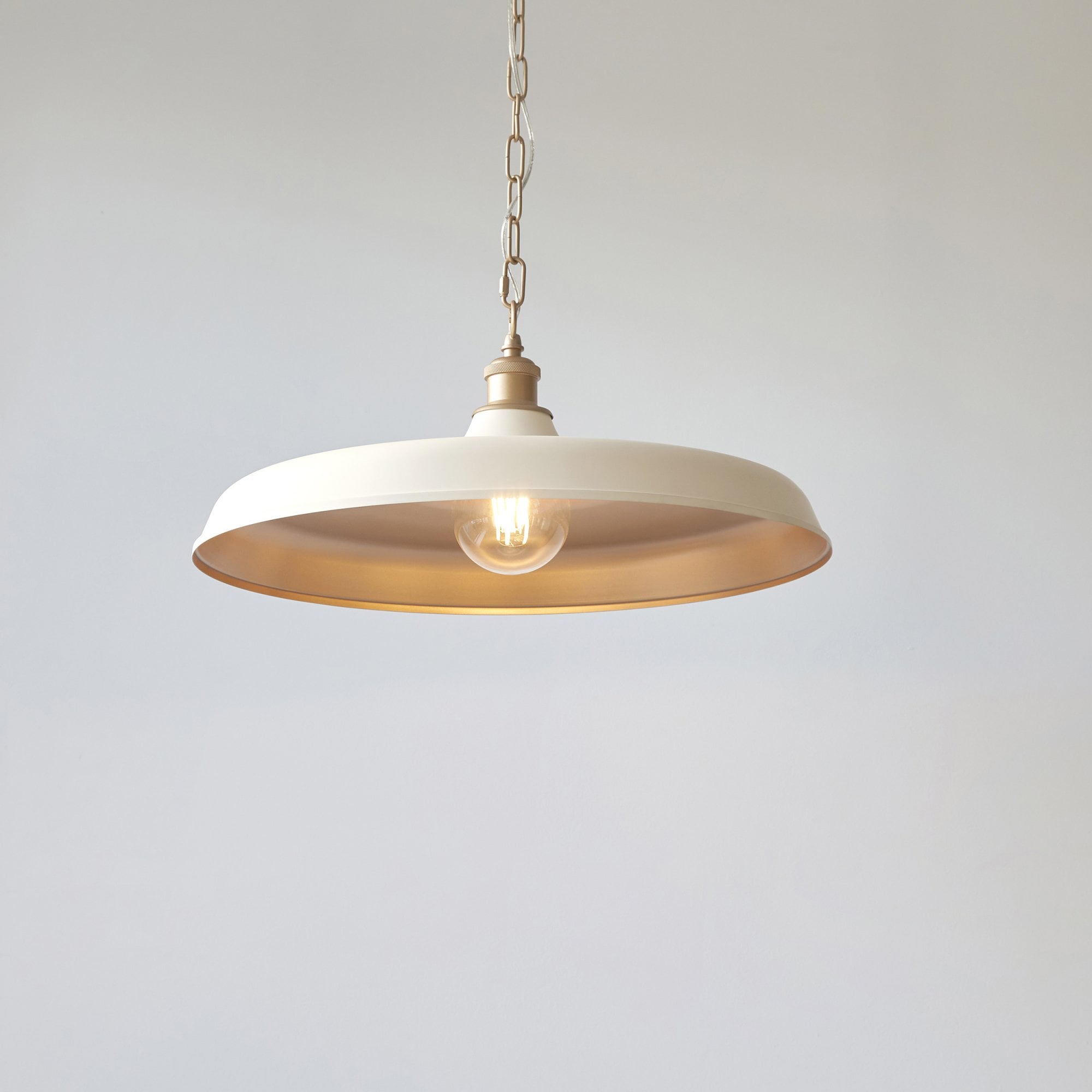 Utopia Vogue Mid Century Single Pendant Light - Matt Warm White & Satin Gold