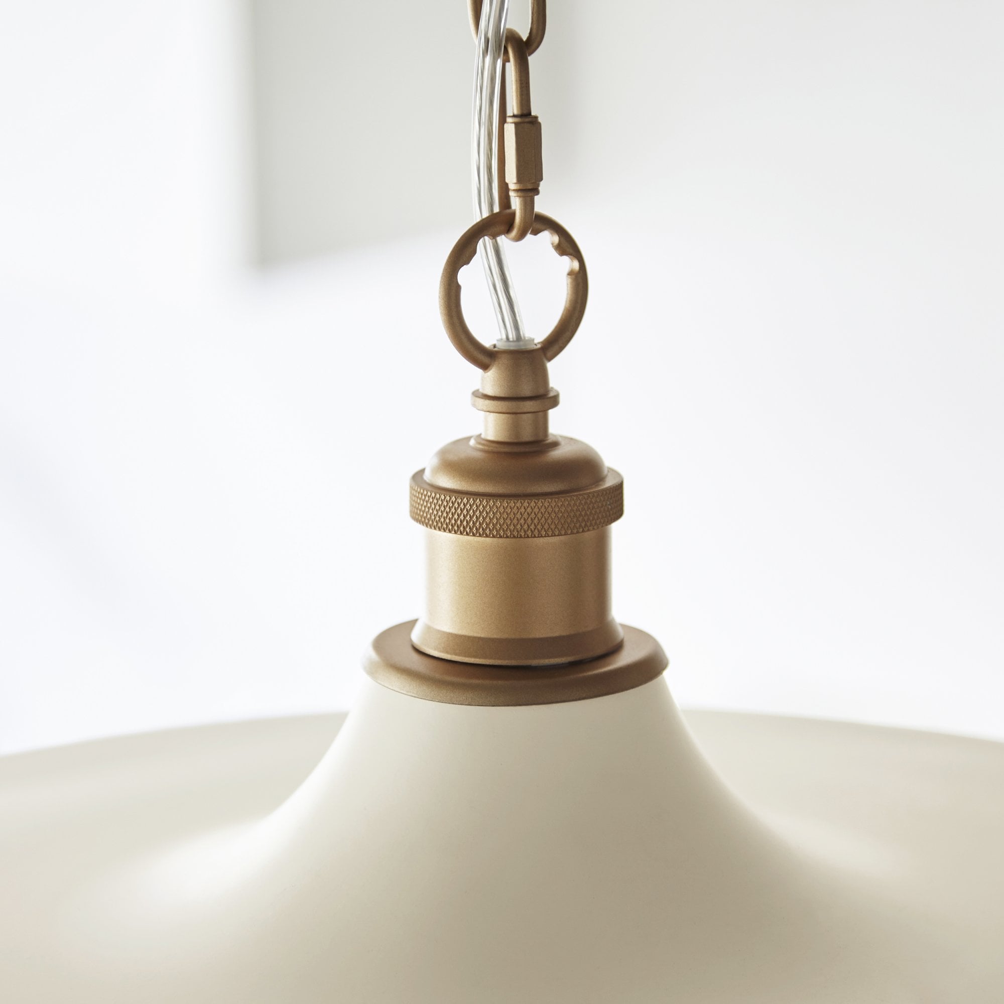Utopia Vogue Mid Century Single Pendant Light - Matt Warm White & Satin Gold