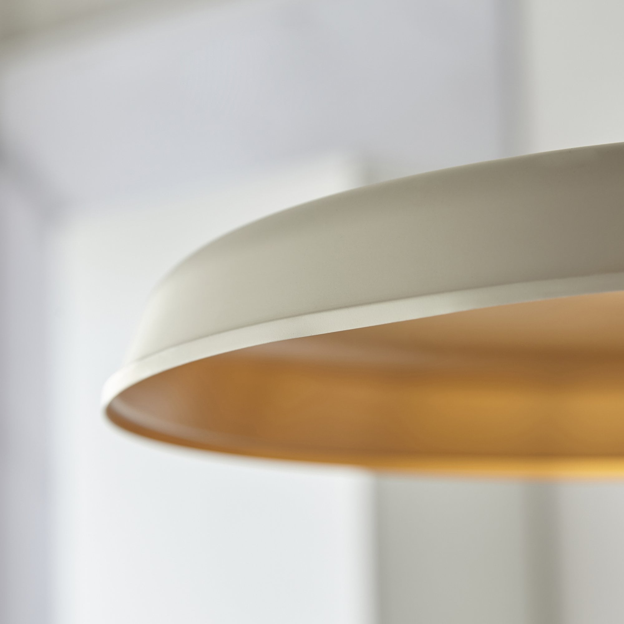 Utopia Vogue Mid Century Single Pendant Light - Matt Warm White & Satin Gold