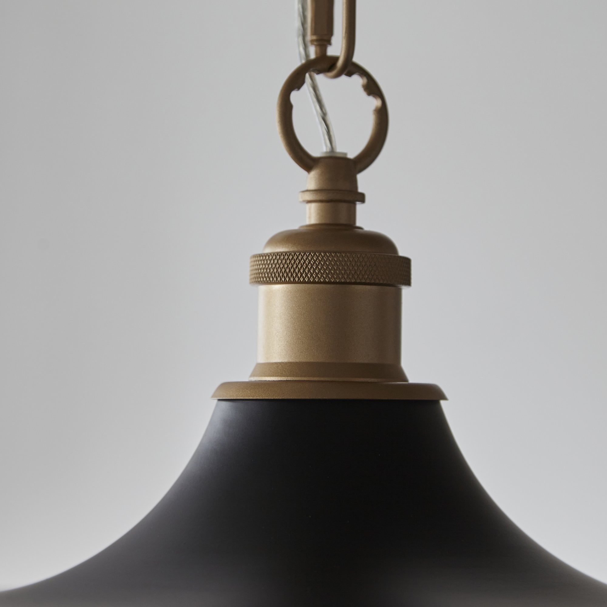 Utopia Vogue Mid Century Single Pendant Light - Matt Black & Satin Gold