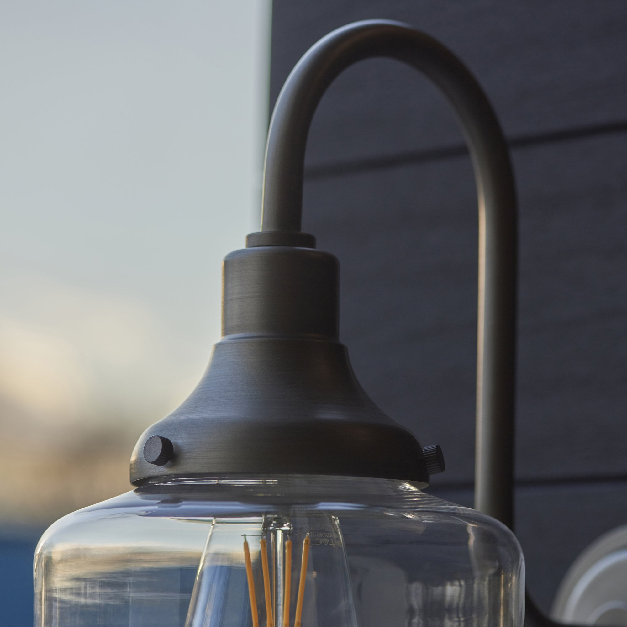 Endon Amble Swan Neck Single Wall Light - Aged Pewter & Clear Glass