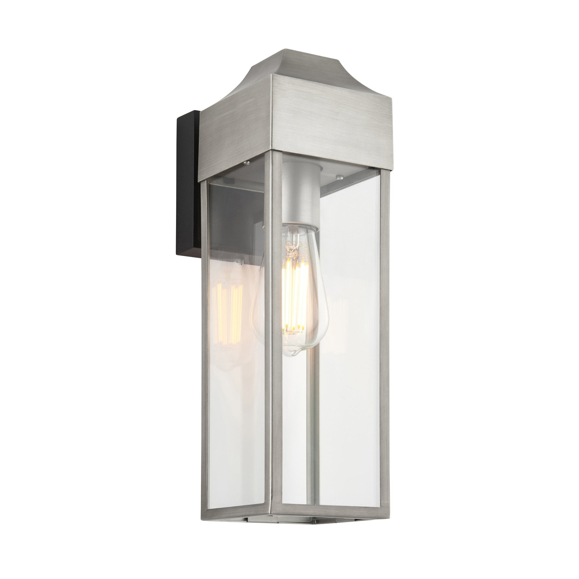 Endon Alfresco Single Light Wall Lantern - Aged Pewter & Clear Glass