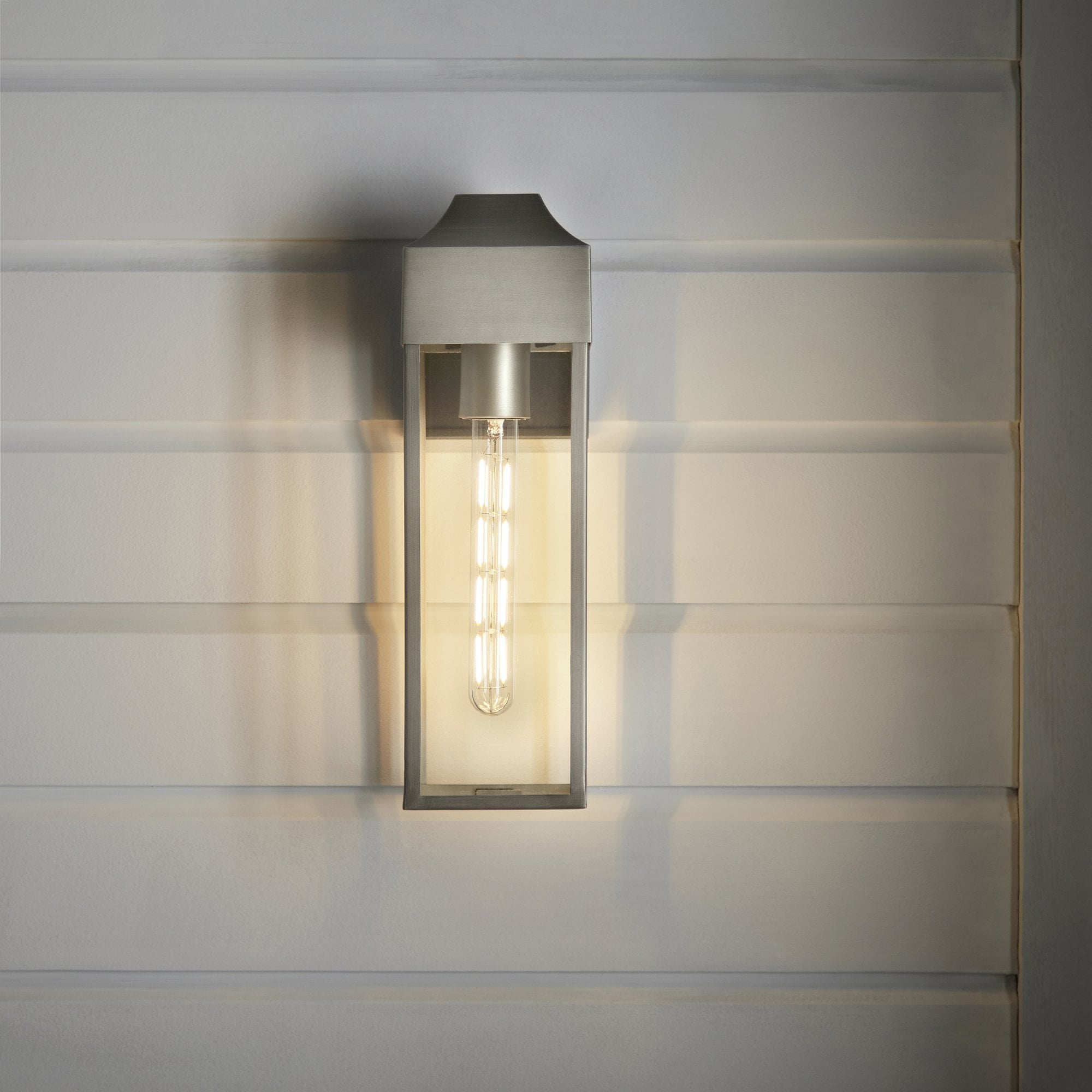 Endon Alfresco Single Light Wall Lantern - Aged Pewter & Clear Glass