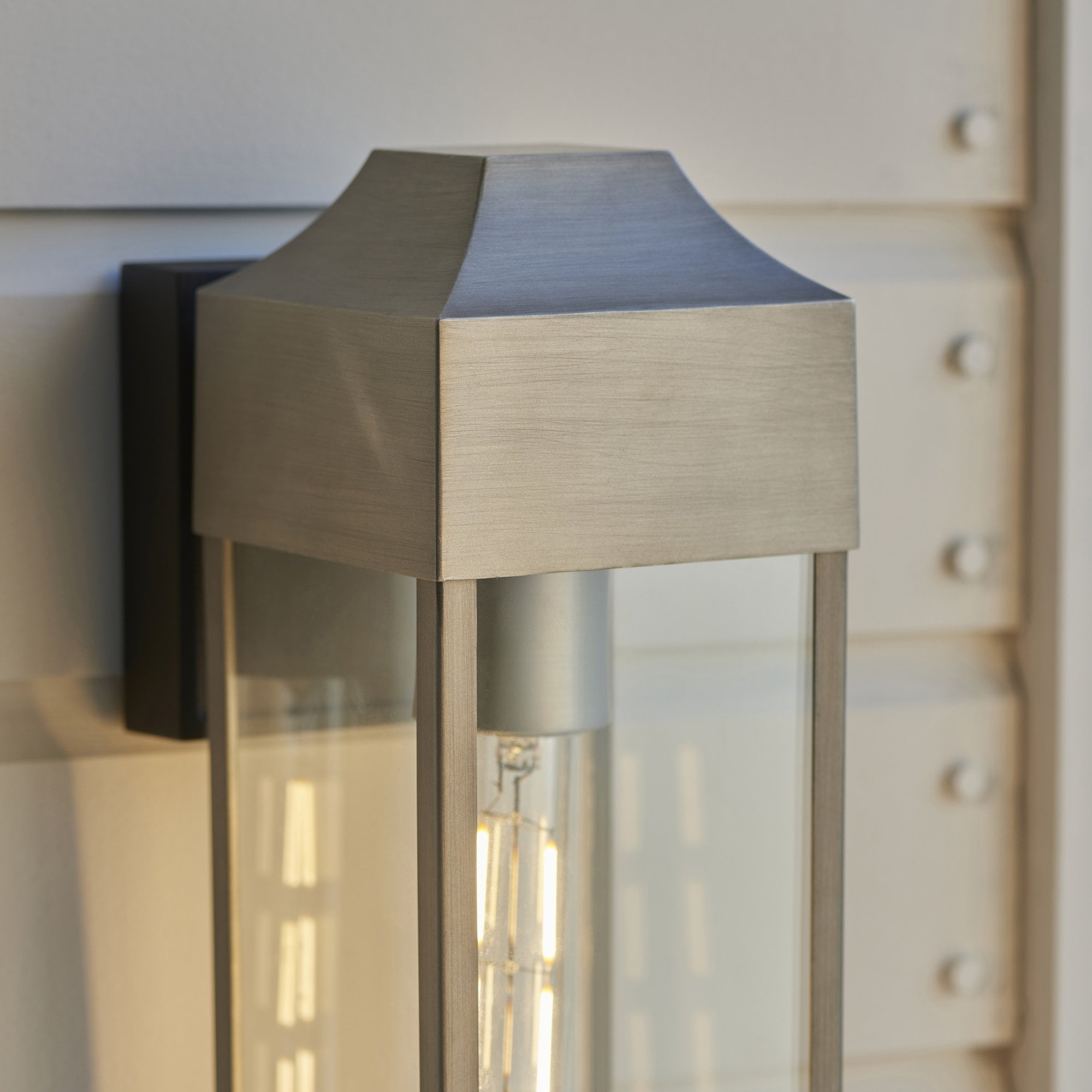 Endon Alfresco Single Light Wall Lantern - Aged Pewter & Clear Glass