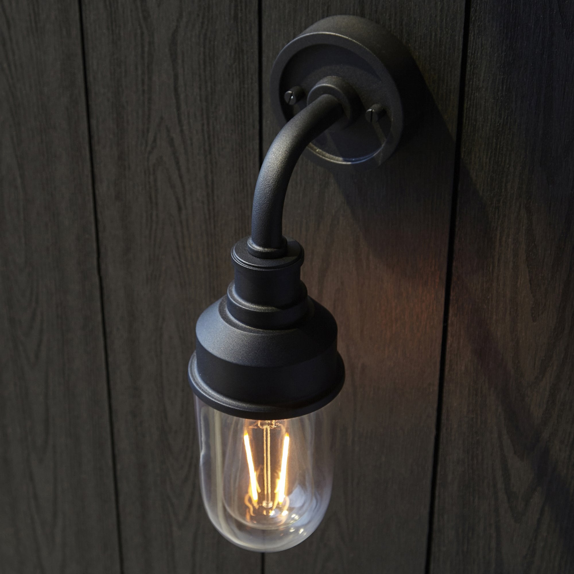 Utopia View Single Wall Light - Textured Black & Clear Glass