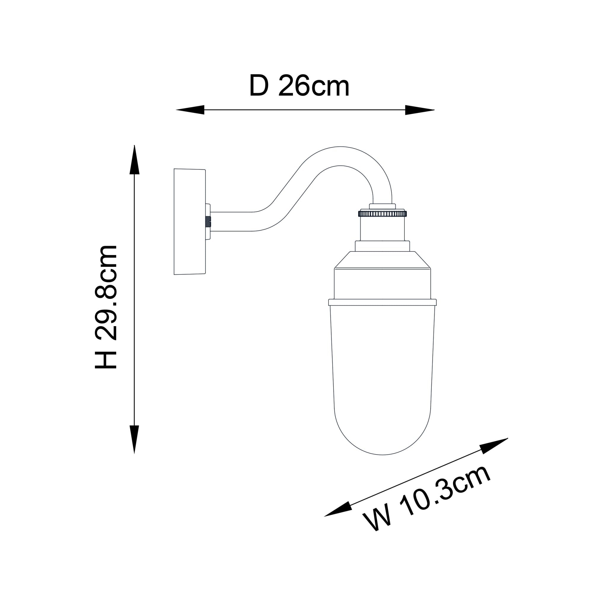 Utopia Frontier Curved Arm Wall Light - Textured Black & Clear Glass