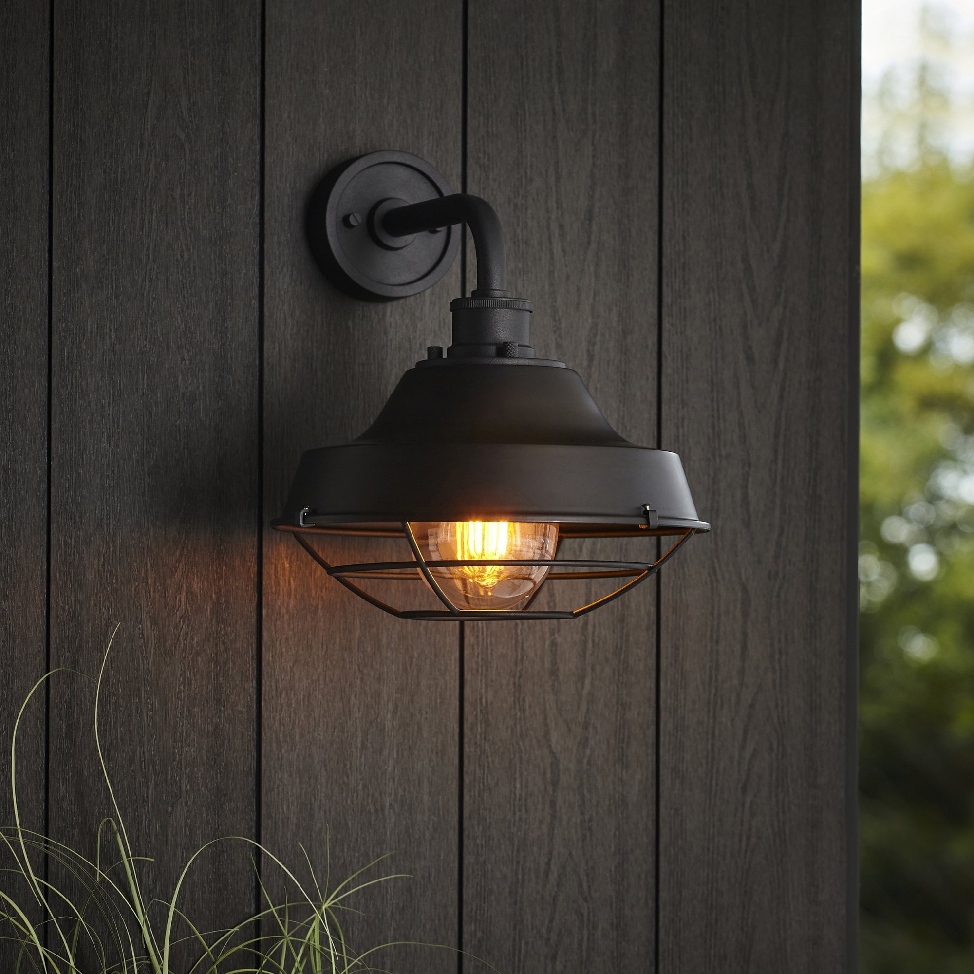 Endon Coop Caged Single Wall Light - Textured Black