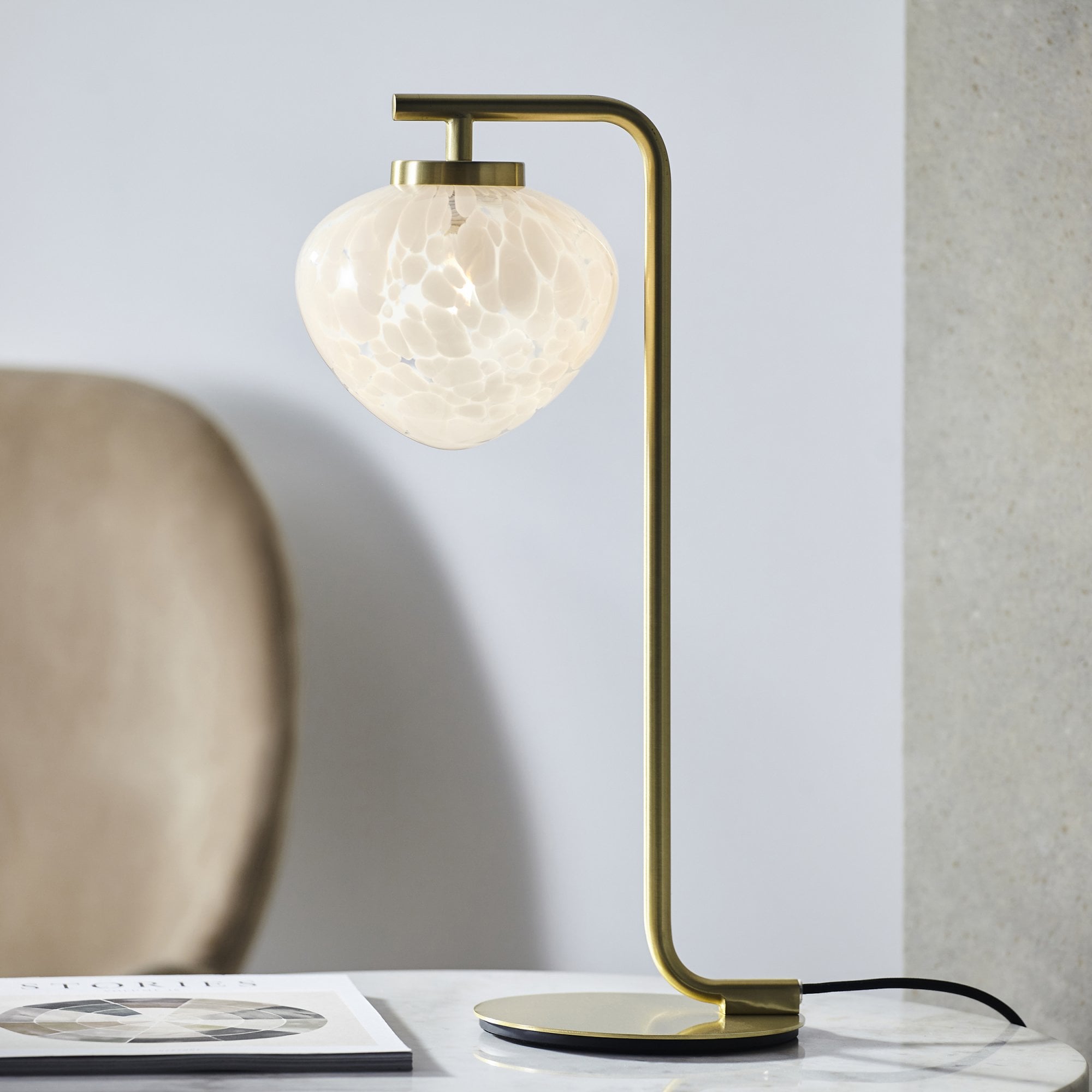 Endon Mali Table Lamp - Confetti Glass & Satin Brass