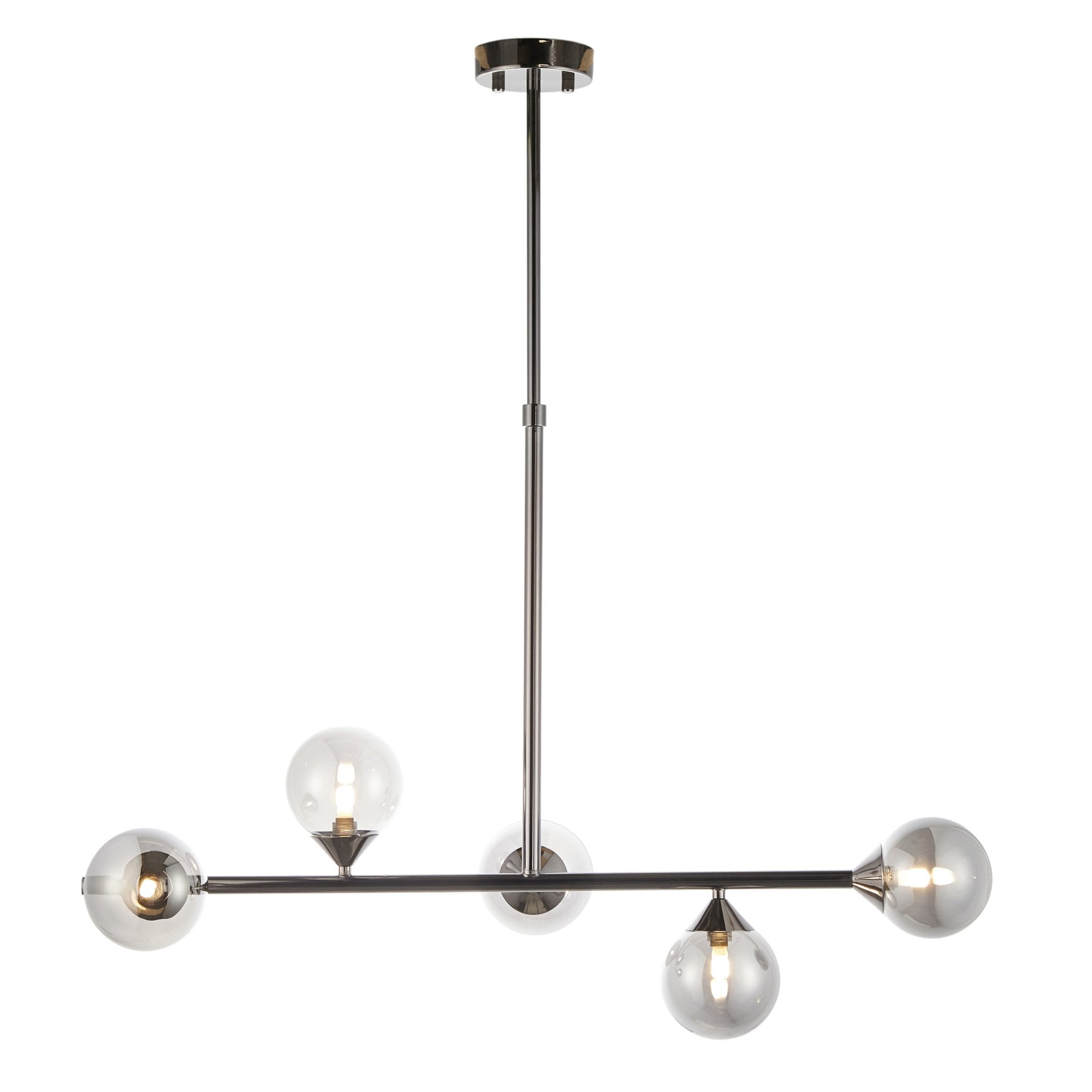 Utopia Hazy Linear Ceiling Pendant - Matt Black & Smokey Mirror Glass