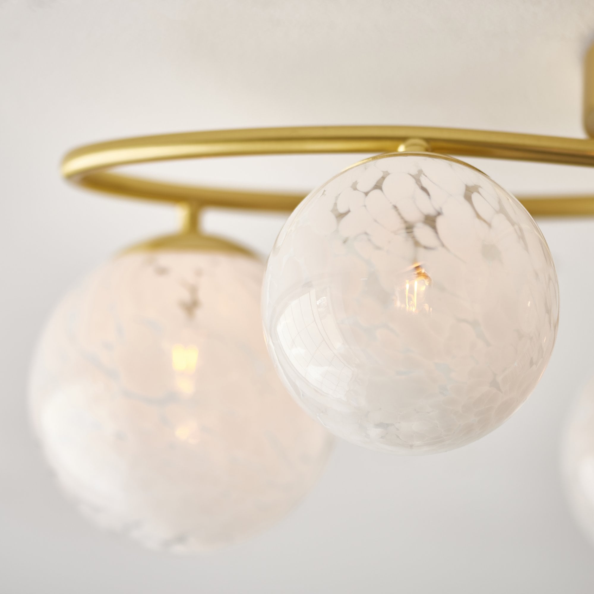 Endon Maye 6 Light Semi Flush - Satin Brass & Confetti Glass