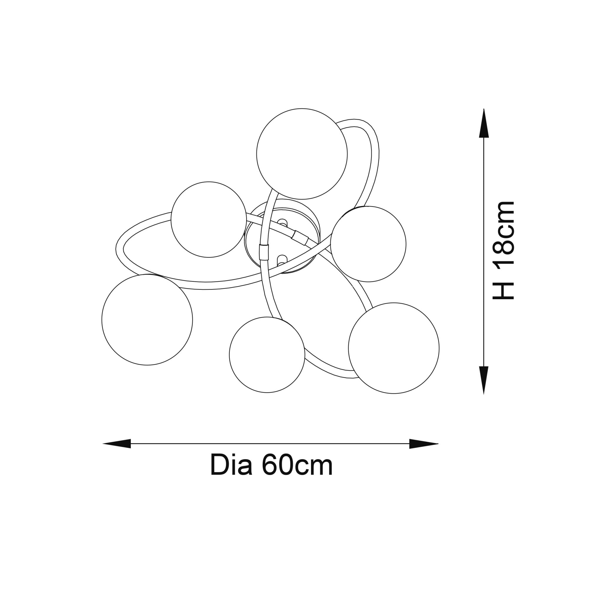 Endon Maye 6 Light Semi Flush - Satin Brass & Confetti Glass