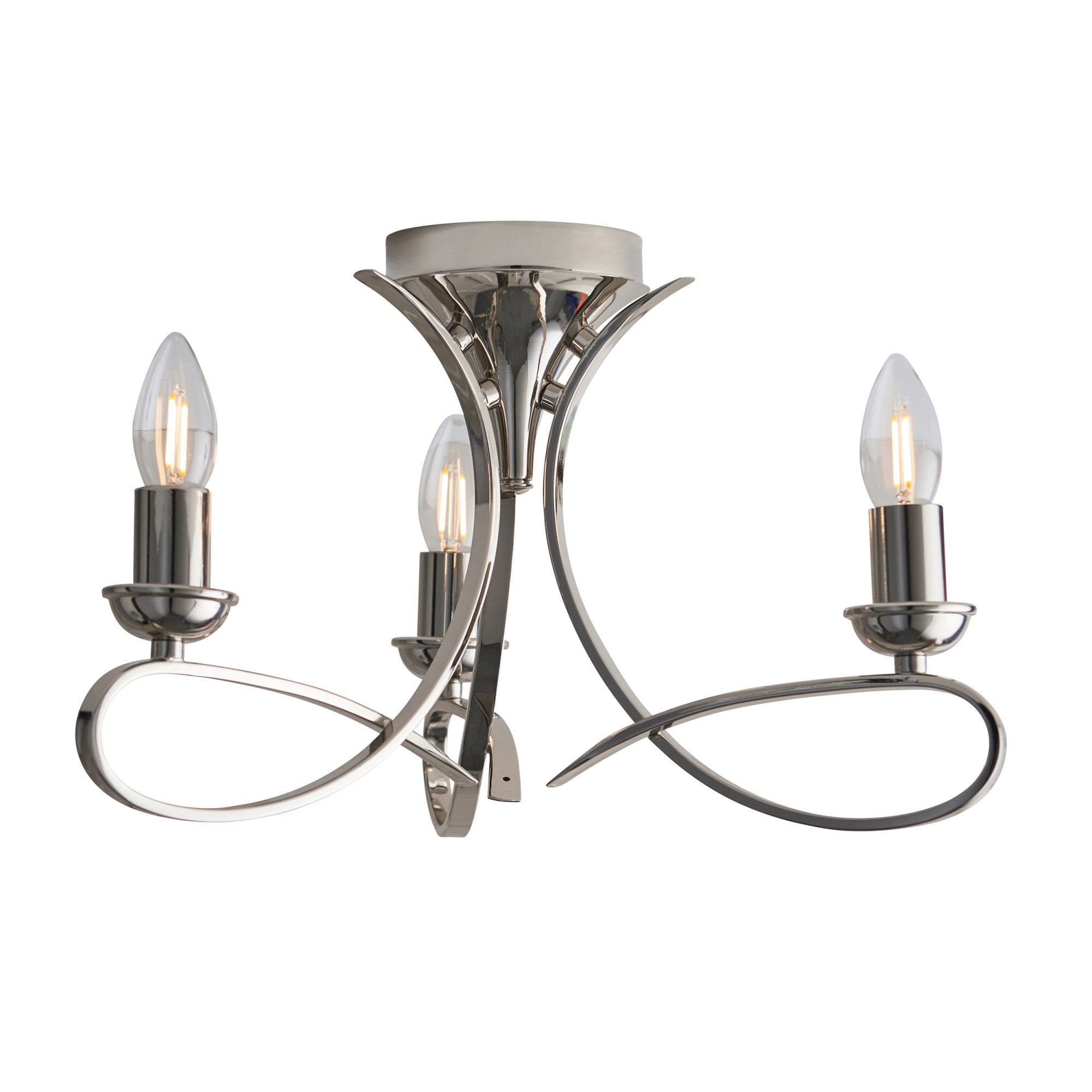 Interiors 1900 Penn 3 Light Semi-Flush Fitting - Nickel