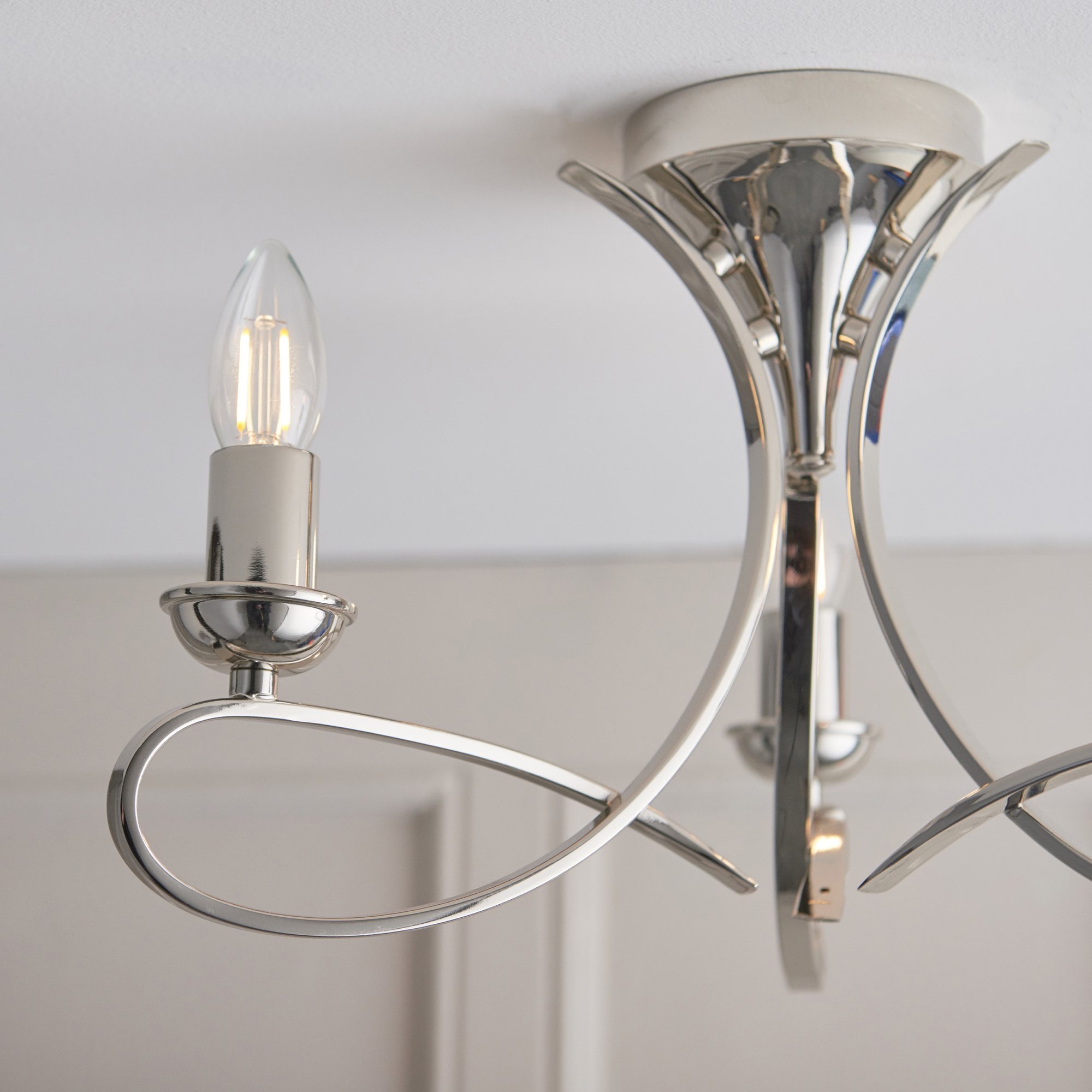 Interiors 1900 Penn 3 Light Semi-Flush Fitting - Nickel