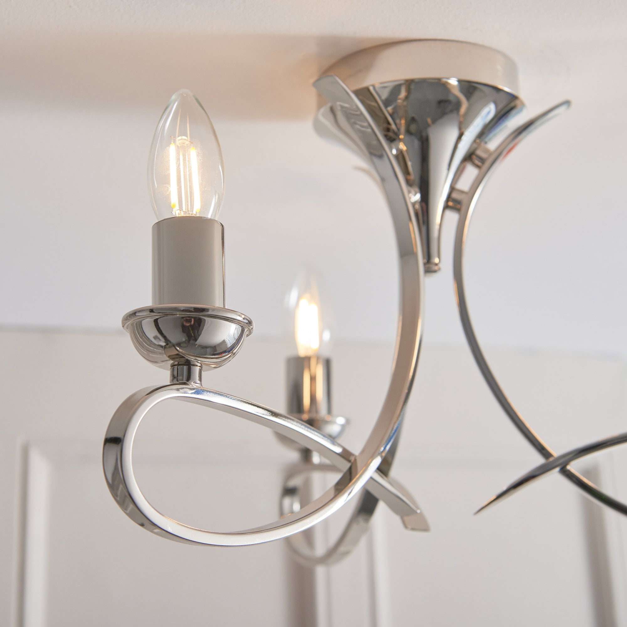 Interiors 1900 Penn 3 Light Semi-Flush Fitting - Nickel