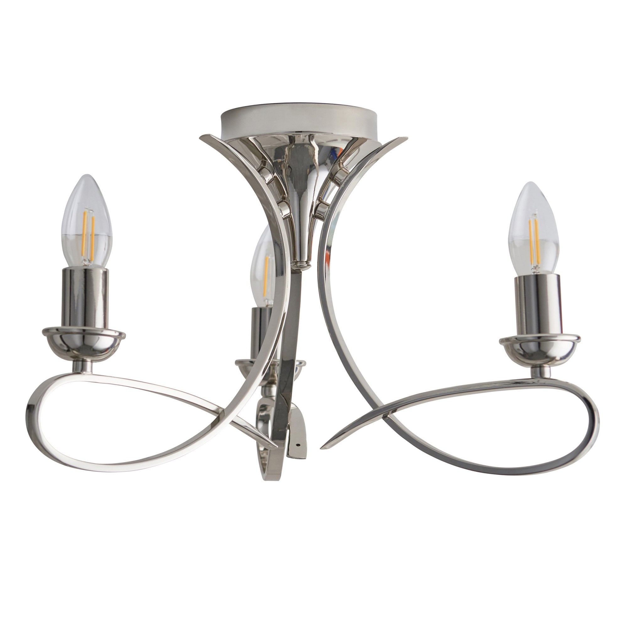 Interiors 1900 Penn 3 Light Semi-Flush Fitting - Nickel