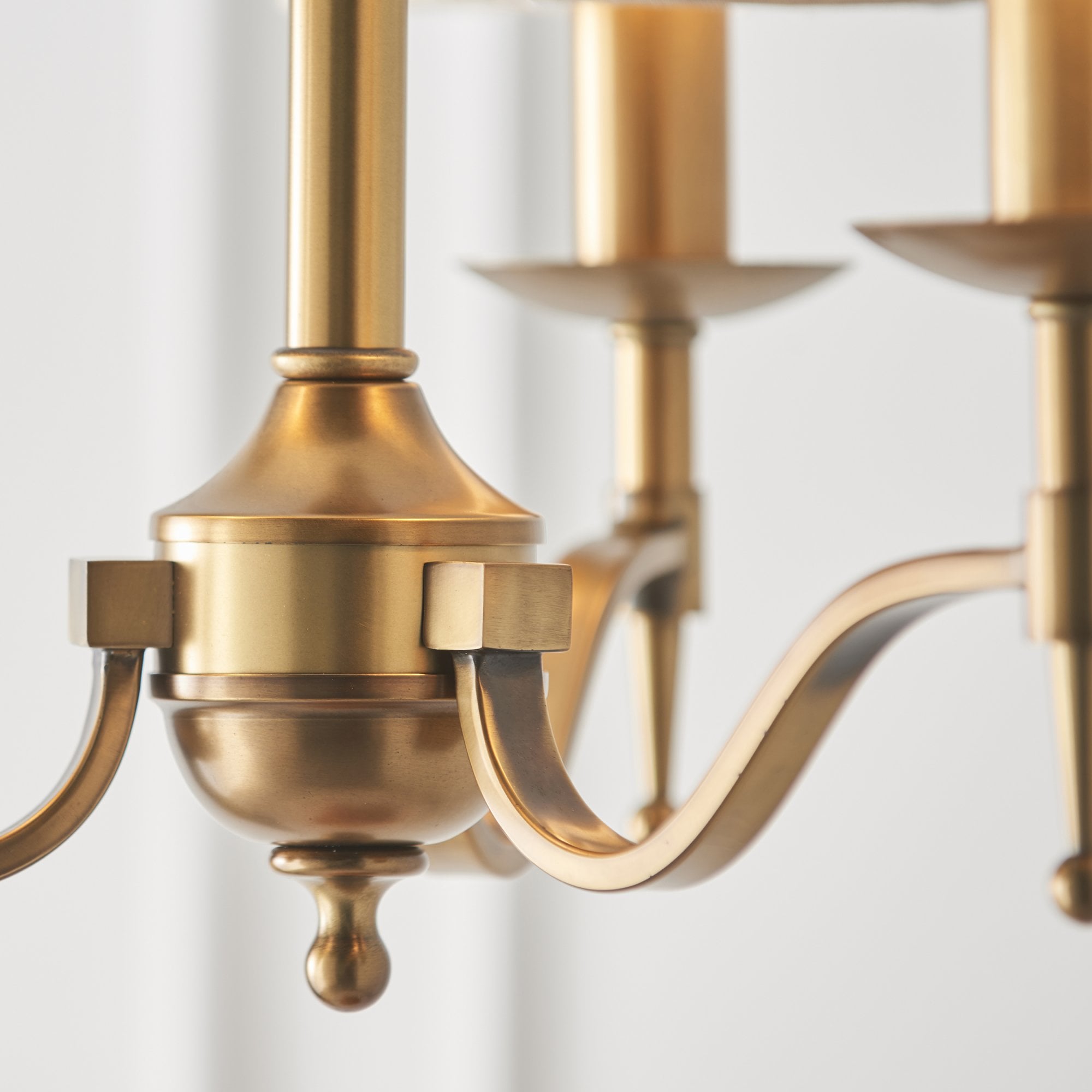 Interiors 1900 Stanford 3 Light Arm Pendant - Antique Brass & Beige Organza Shades