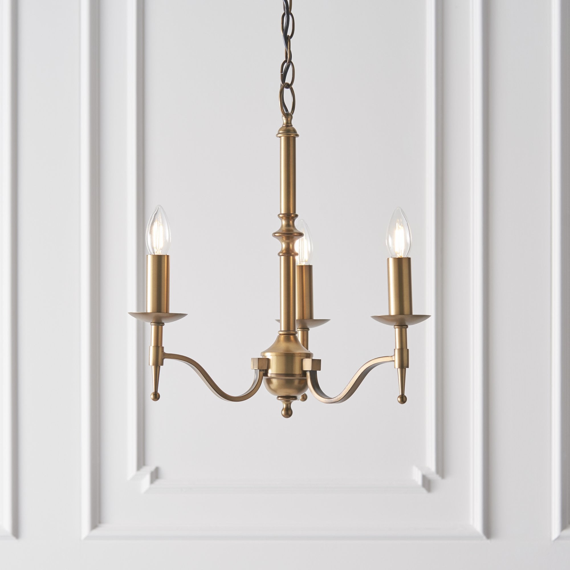 Interiors 1900 Stanford 3 Light Pendant - Antique Brass