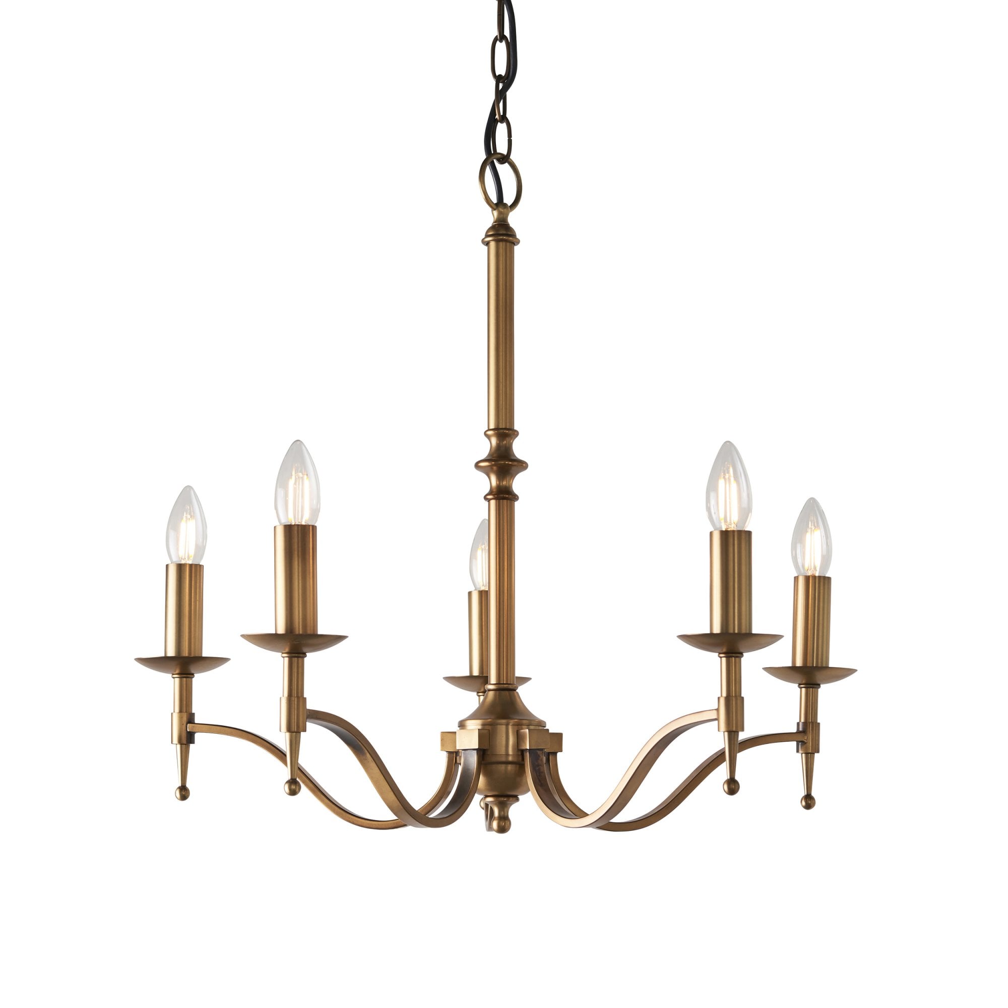 Interiors 1900 Stanford 5 Light Pendant - Antique Brass