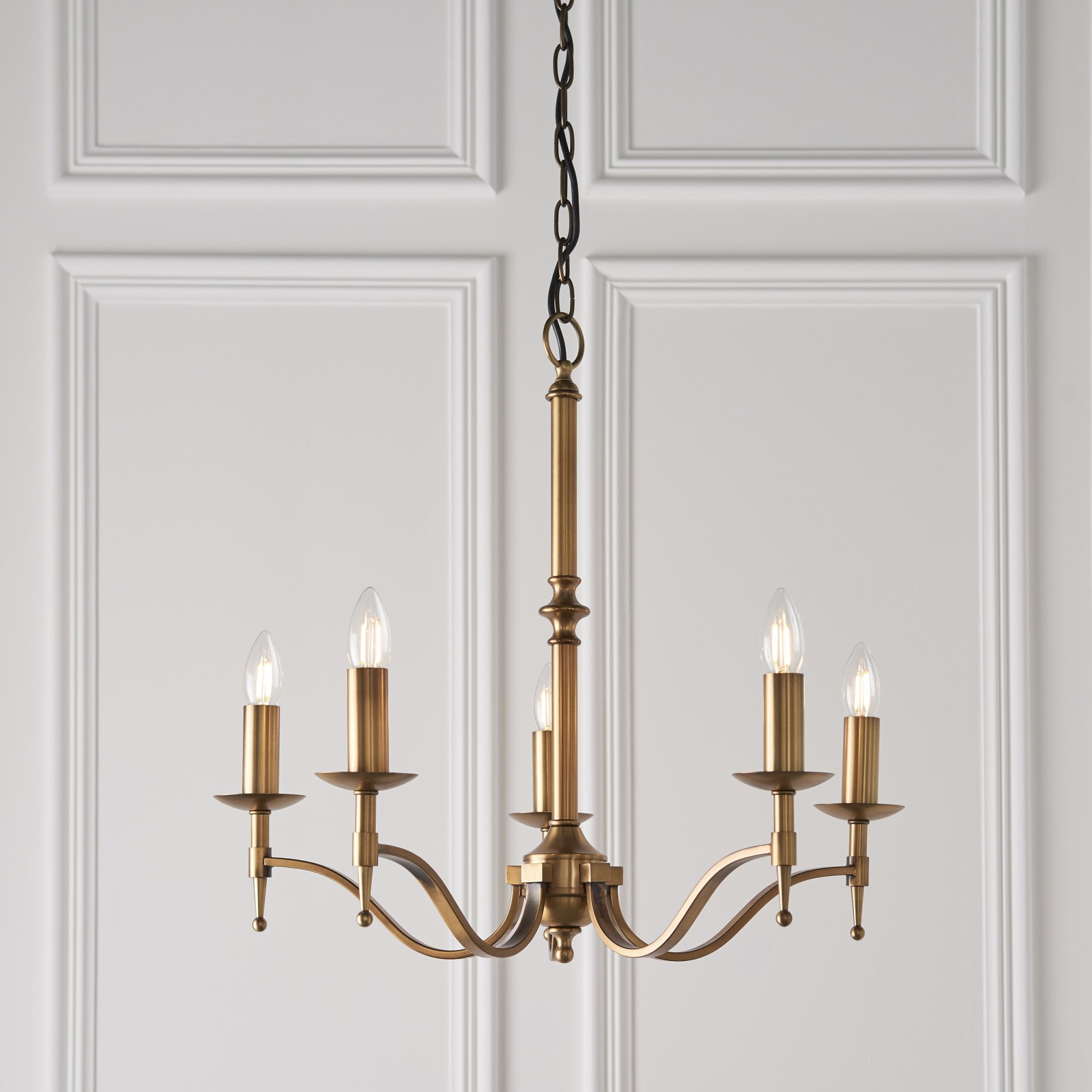 Interiors 1900 Stanford 5 Light Pendant - Antique Brass