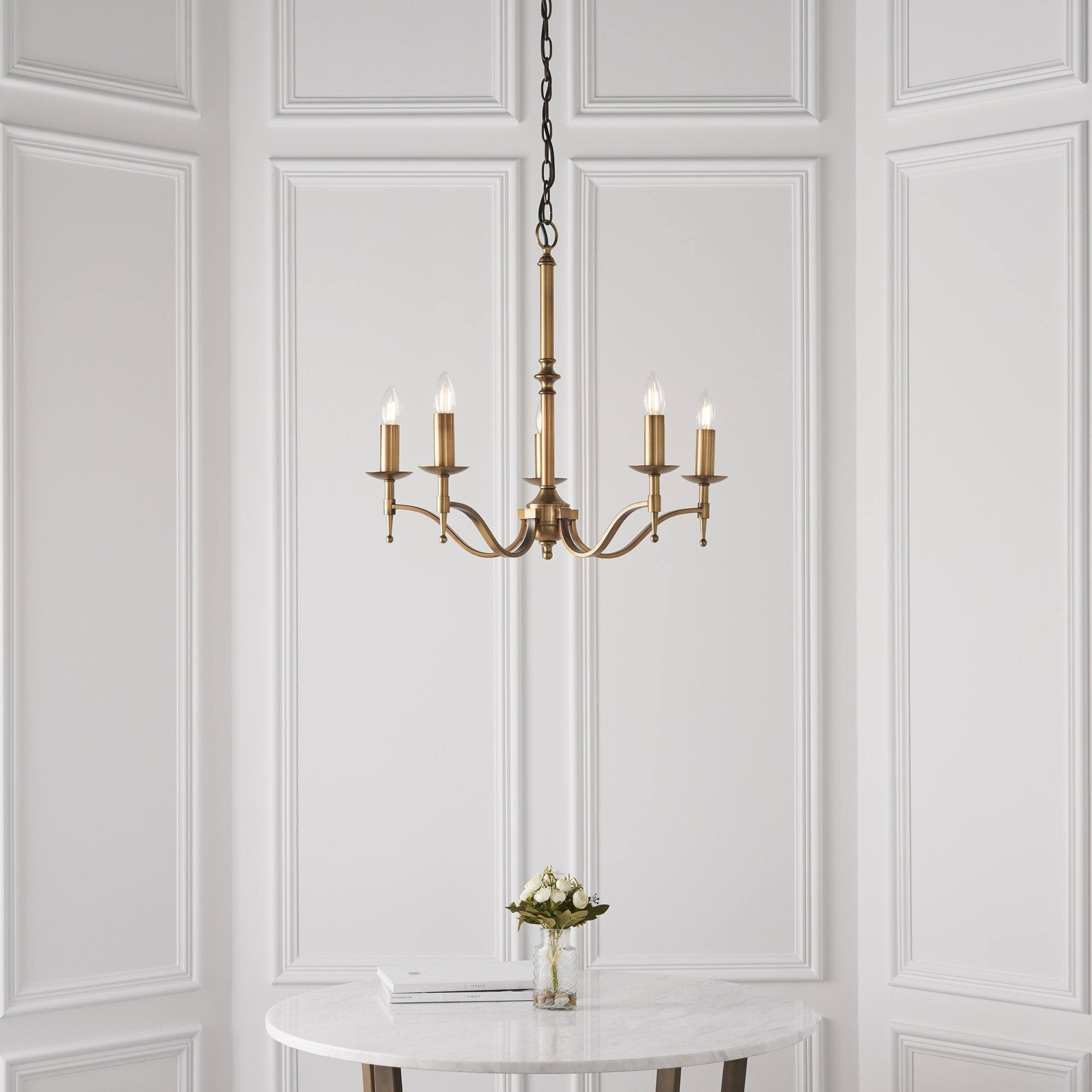 Interiors 1900 Stanford 5 Light Pendant - Antique Brass